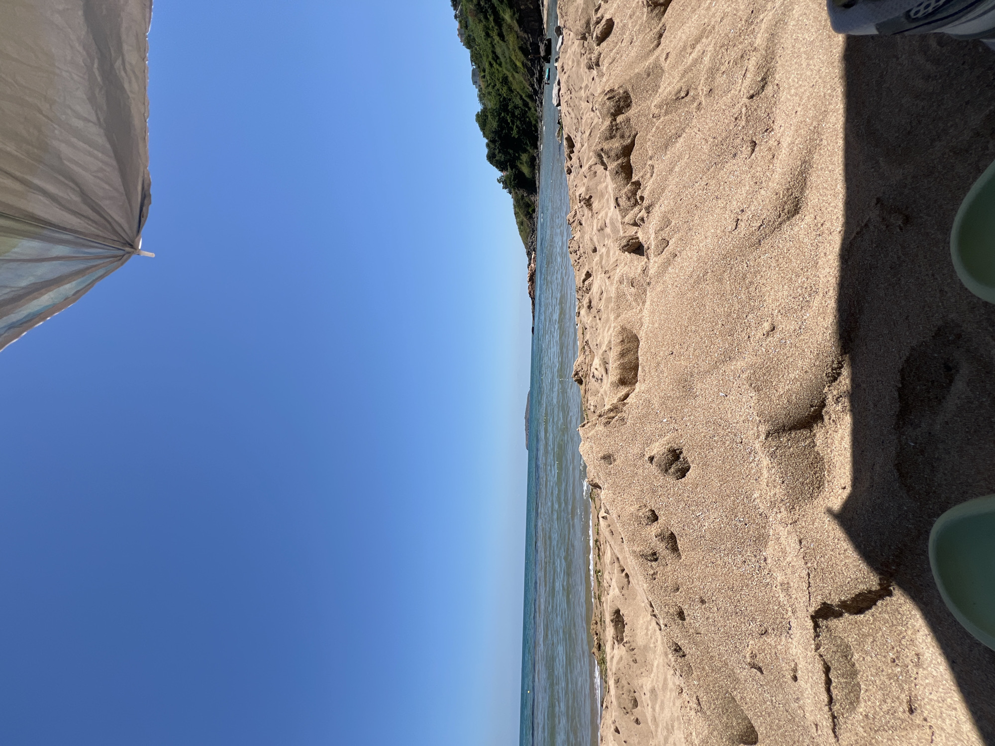 Summer beach day in Sozopol, sand to sea