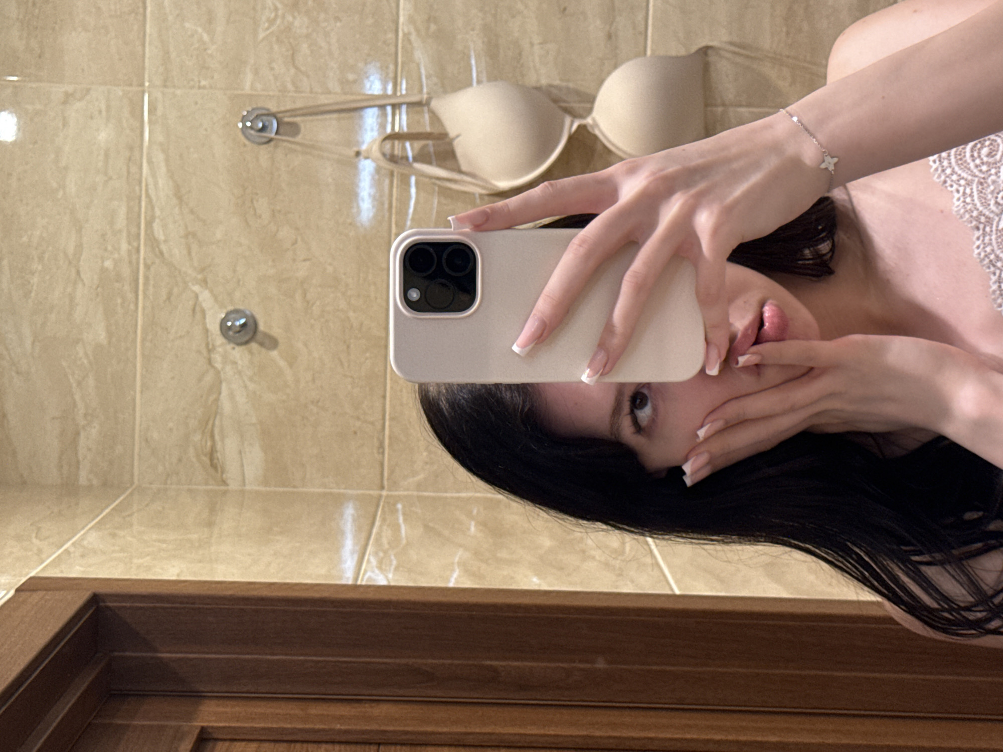 Bathroom mirror selfie session in a Khimki apartment