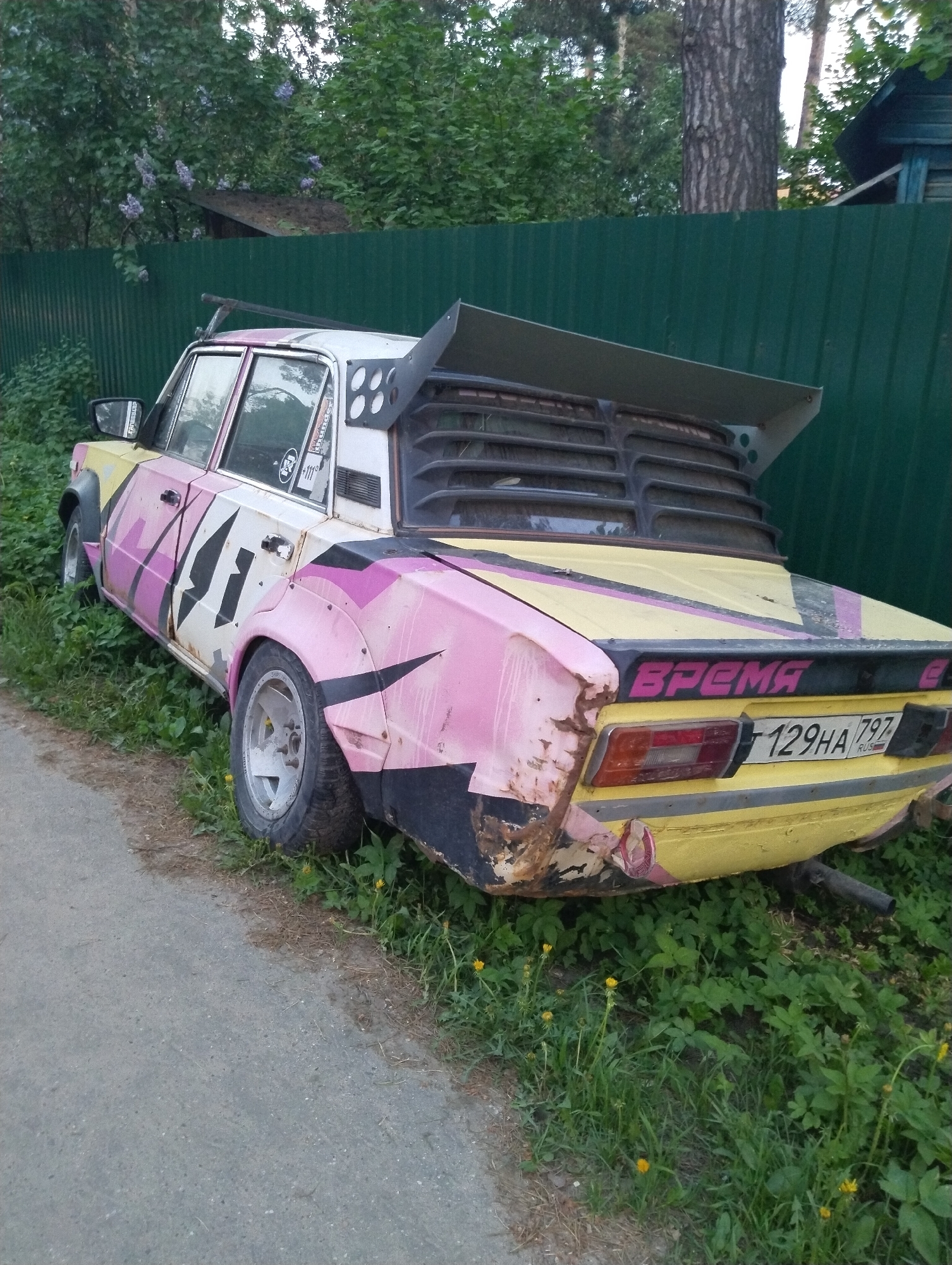 Damaged car and black cat spotted in Tomilino residential area