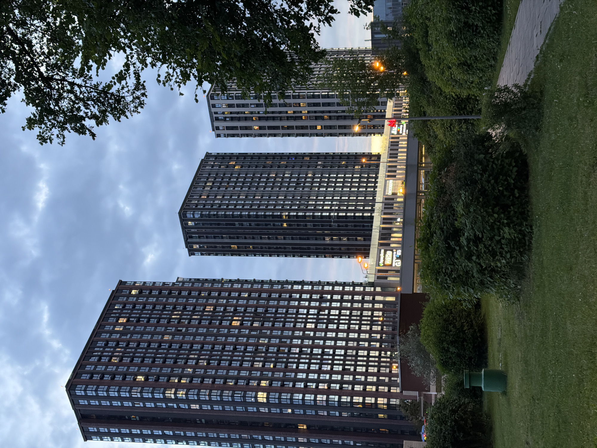 Moscow residential streets at dusk, summer evening