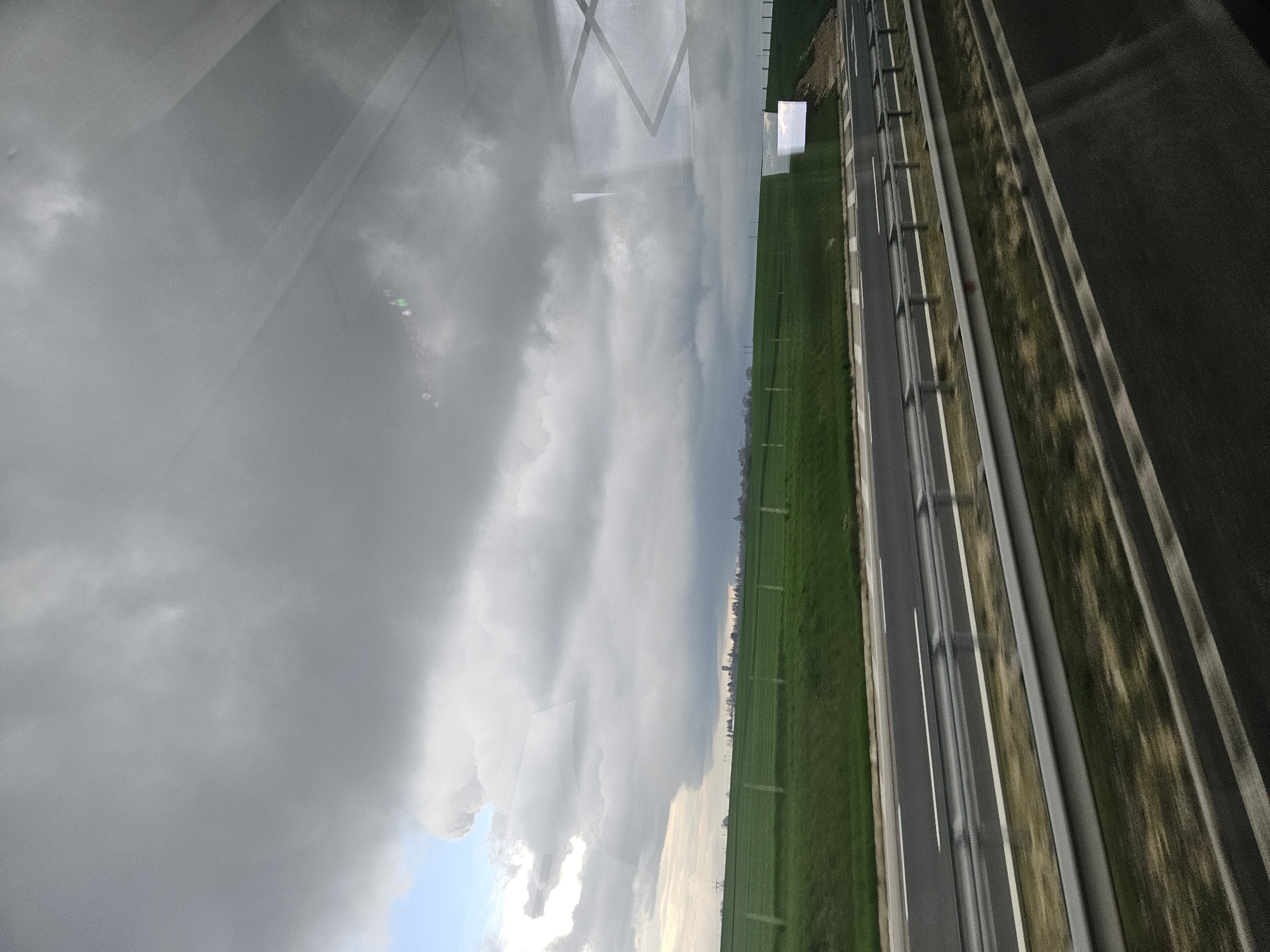 Highway view captured through window in Shumen, Bulgaria