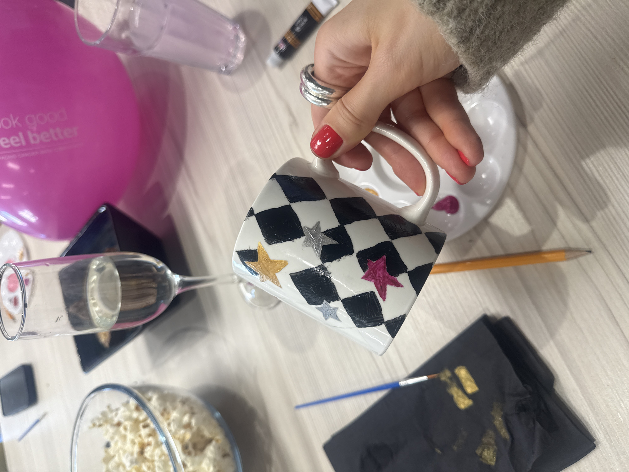 London worker's creative afternoon session with chick figurine decoration