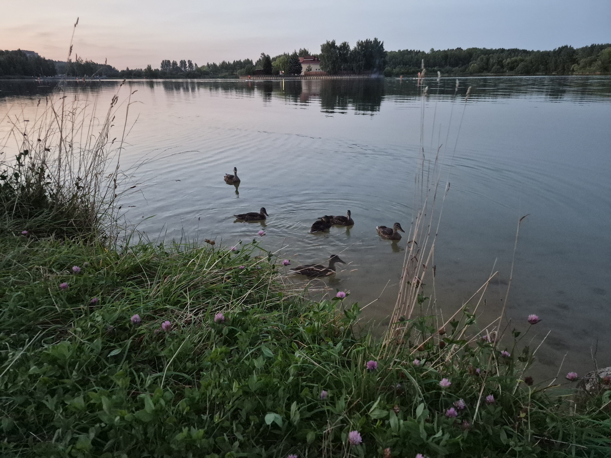 Dusk settles over a quiet lake in Minsk