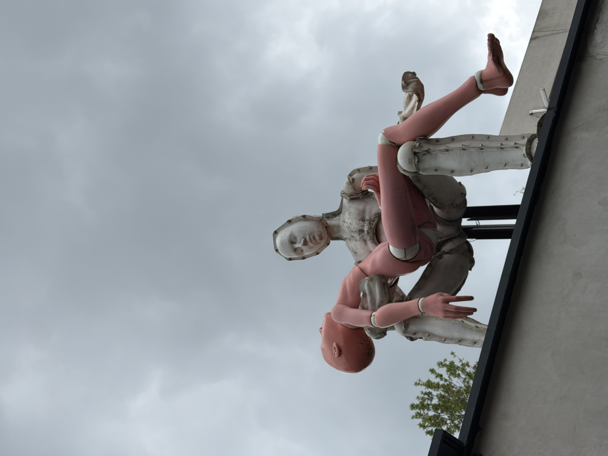 Sculptural art installation featuring two figures spotted in Seoul