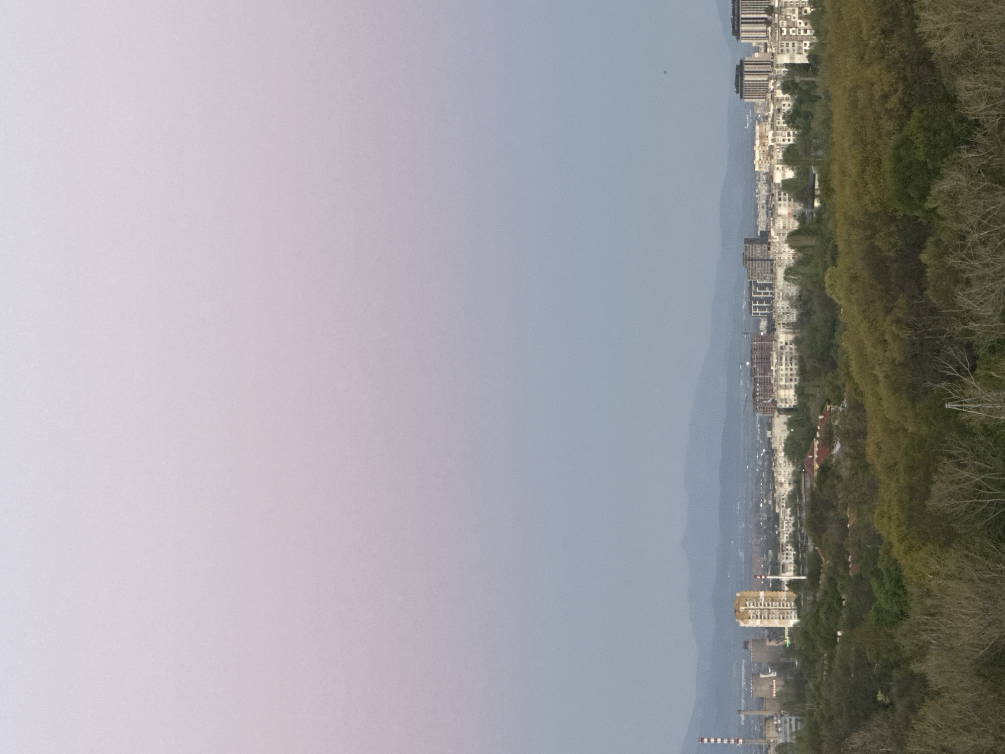 Sofia cityscape photographed from elevated viewpoint during evening hours