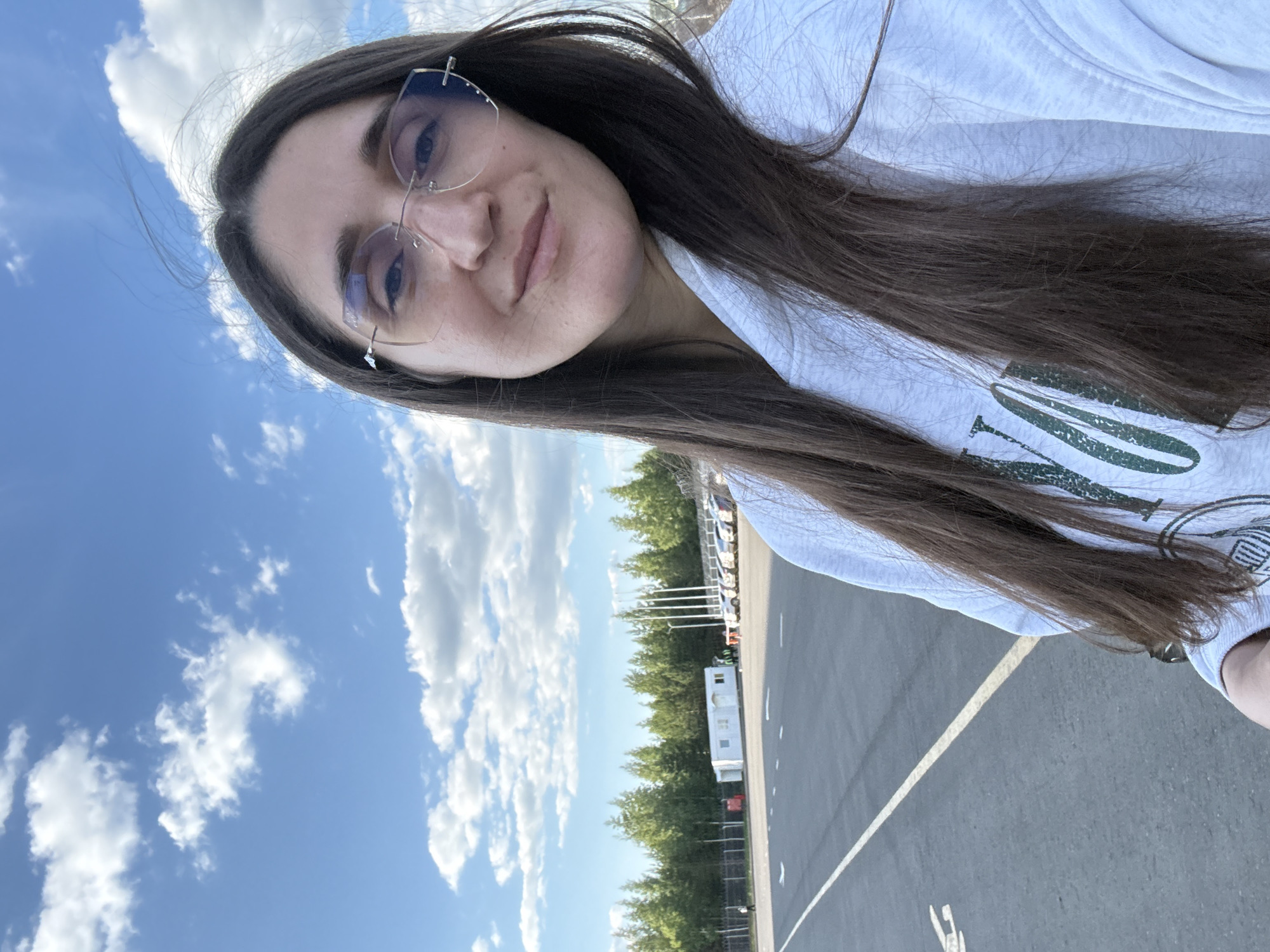 Woman takes outdoor selfie in Sarapul, Russia