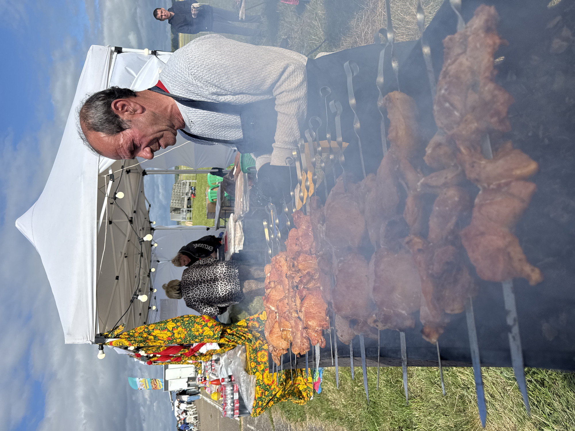 Food stalls, grilled meat, and craft vendors at Bolgar outdoor festival