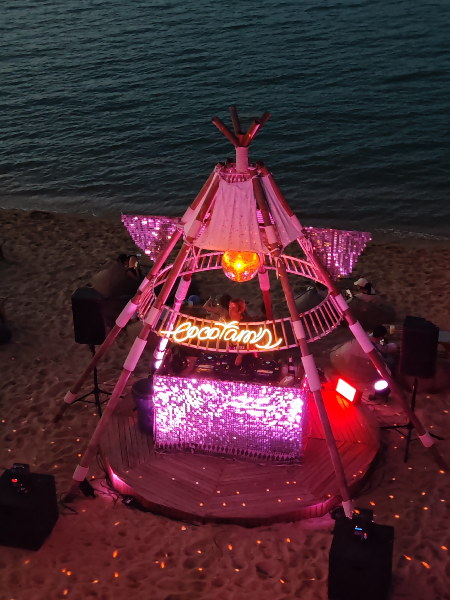 Evening beachfront dining scene captured in Baan Bo Phut Thailand