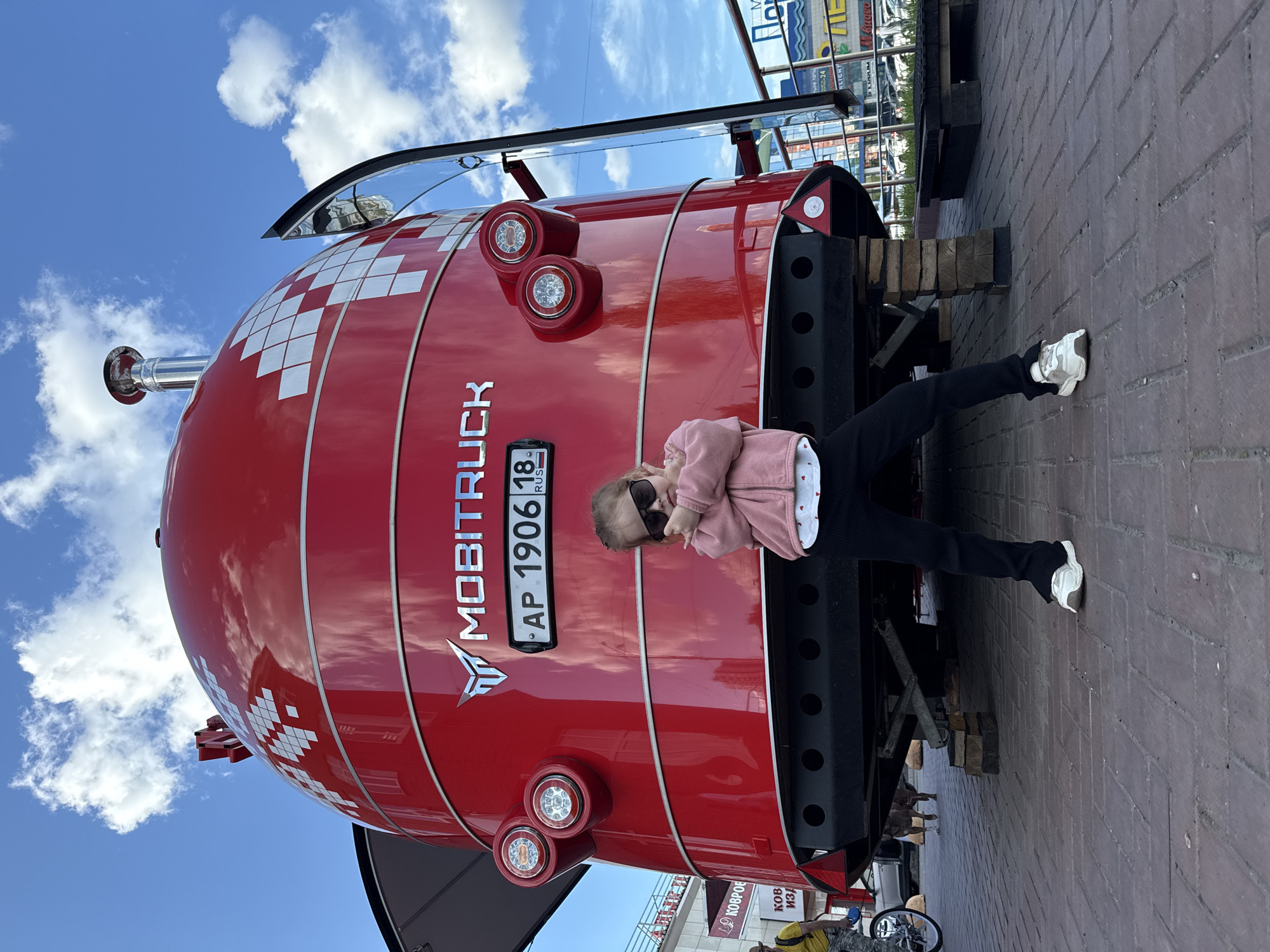 Child plays at pirate ship playground in Izhevsk