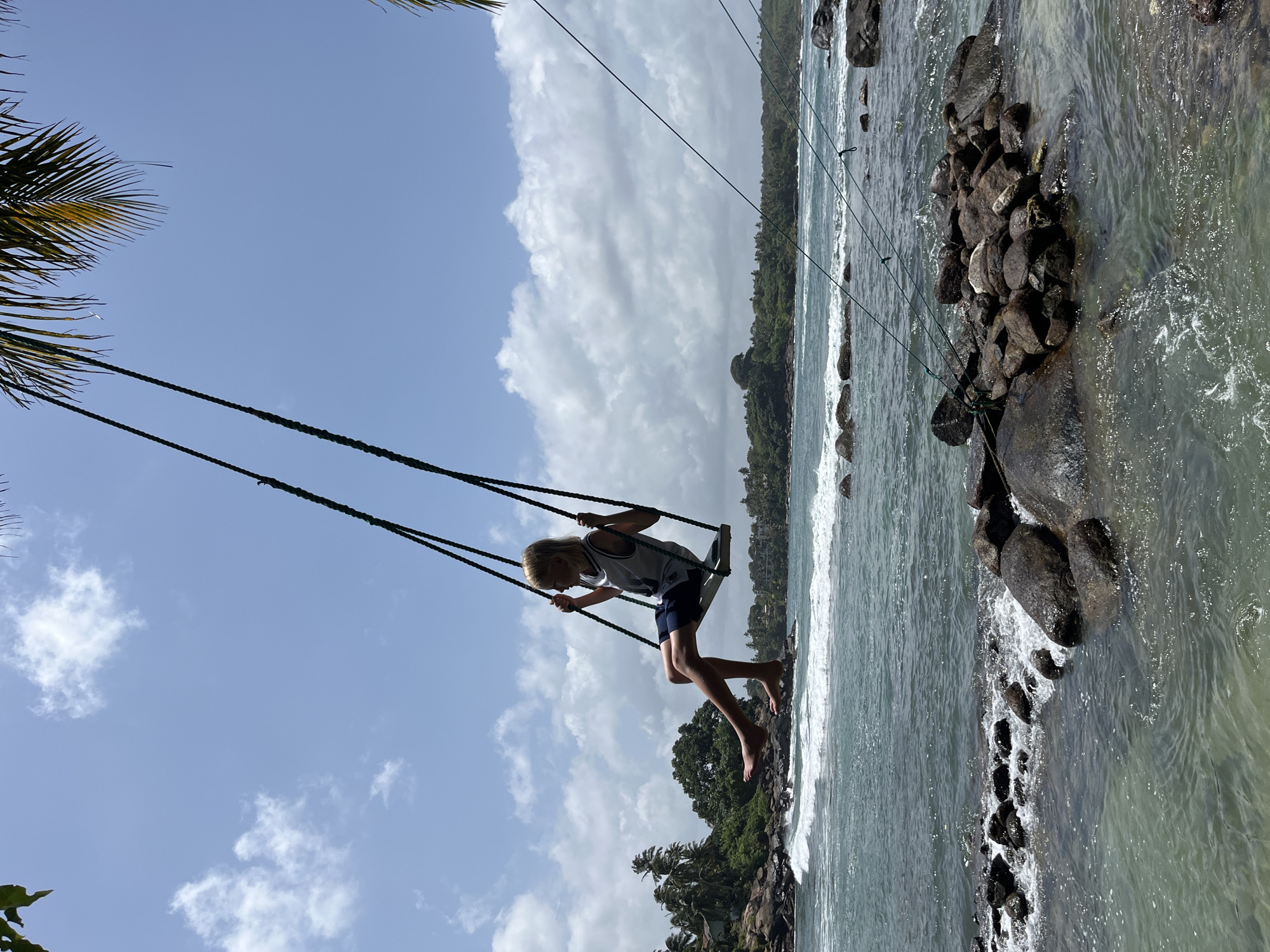 Rope swing and lighthouse at Sri Lanka's southern tip