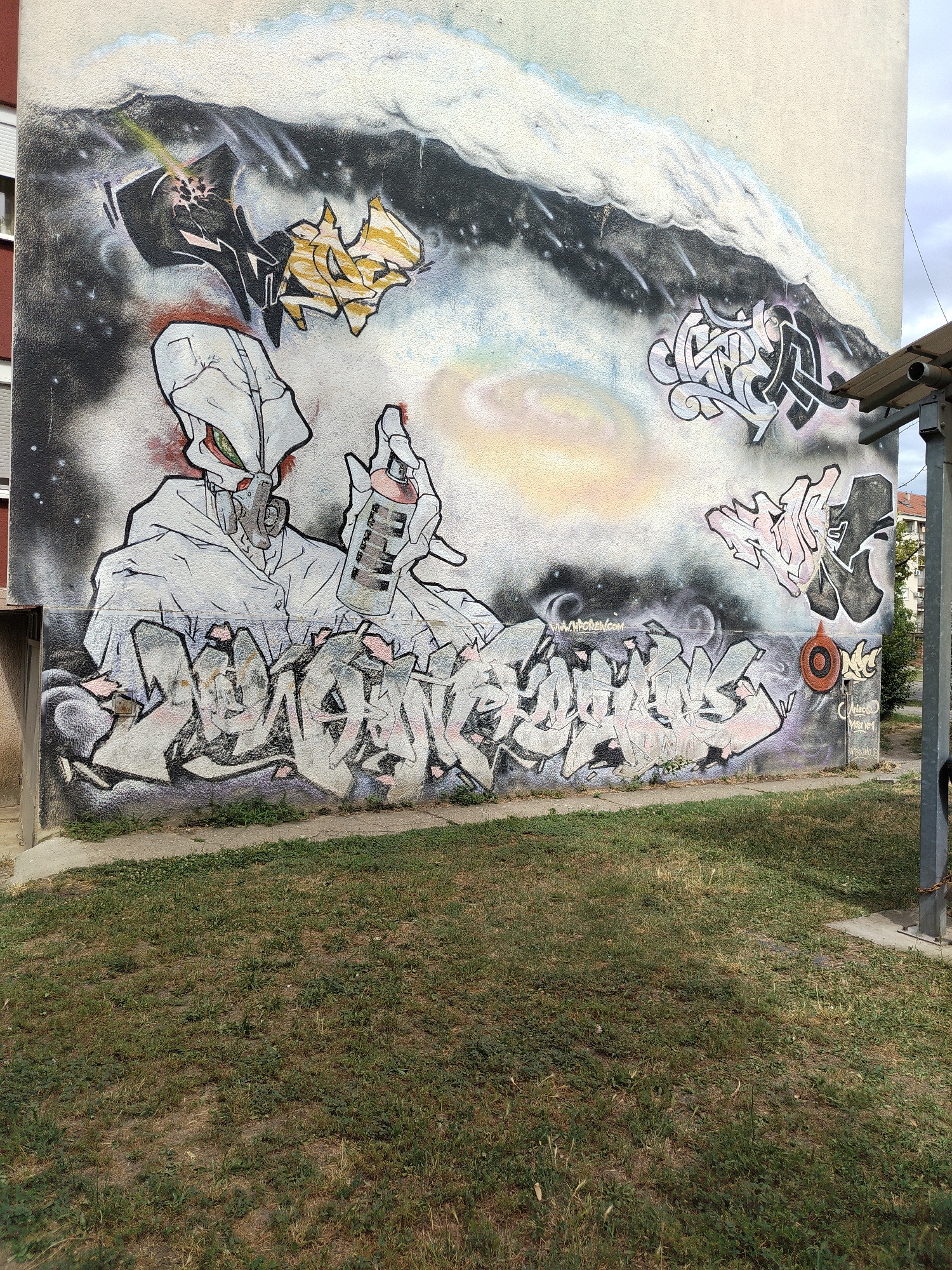 Street art and church architecture in central Novi Sad