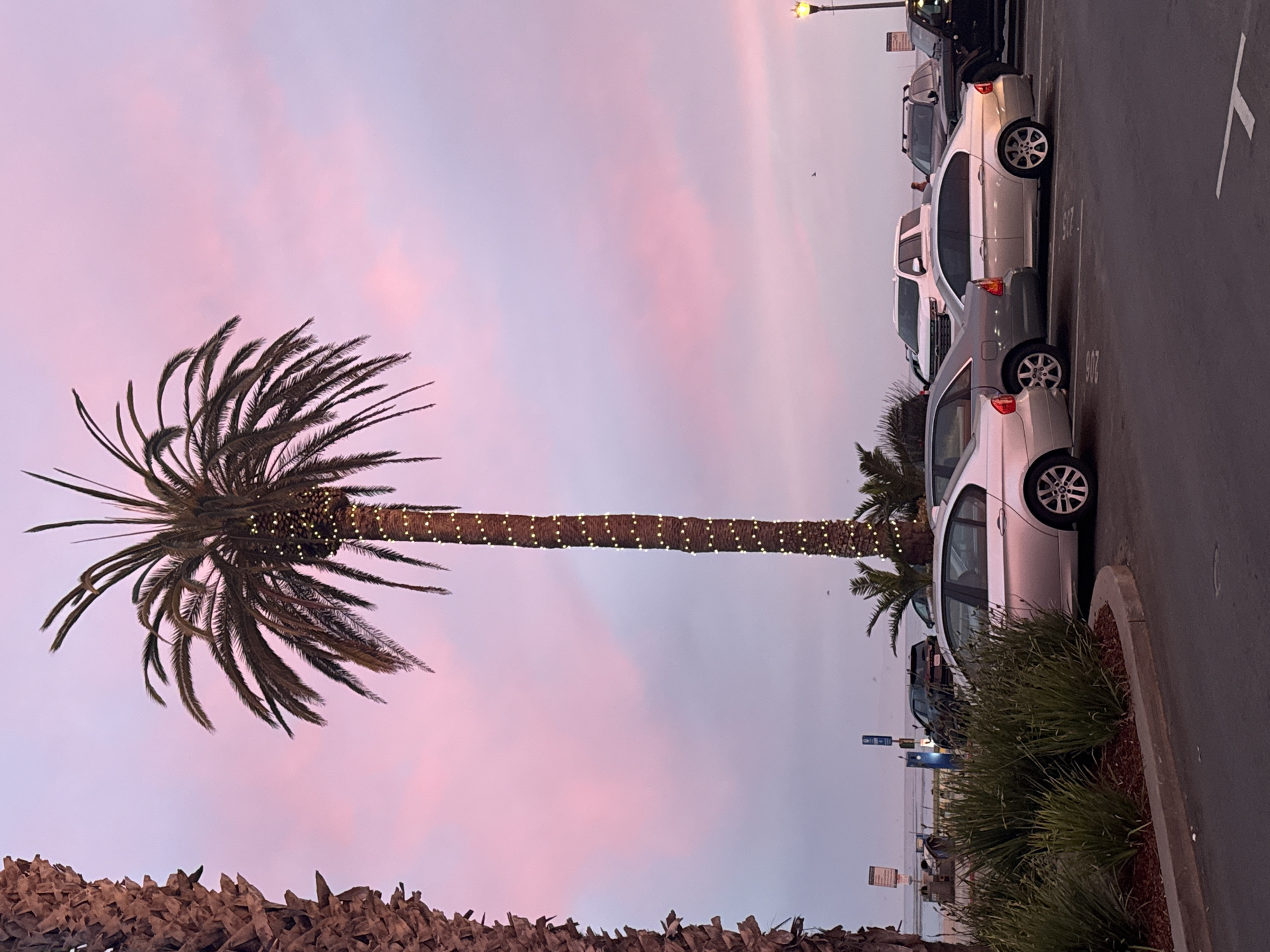 Dusk sky over a coastal street near 101 Grand Ave