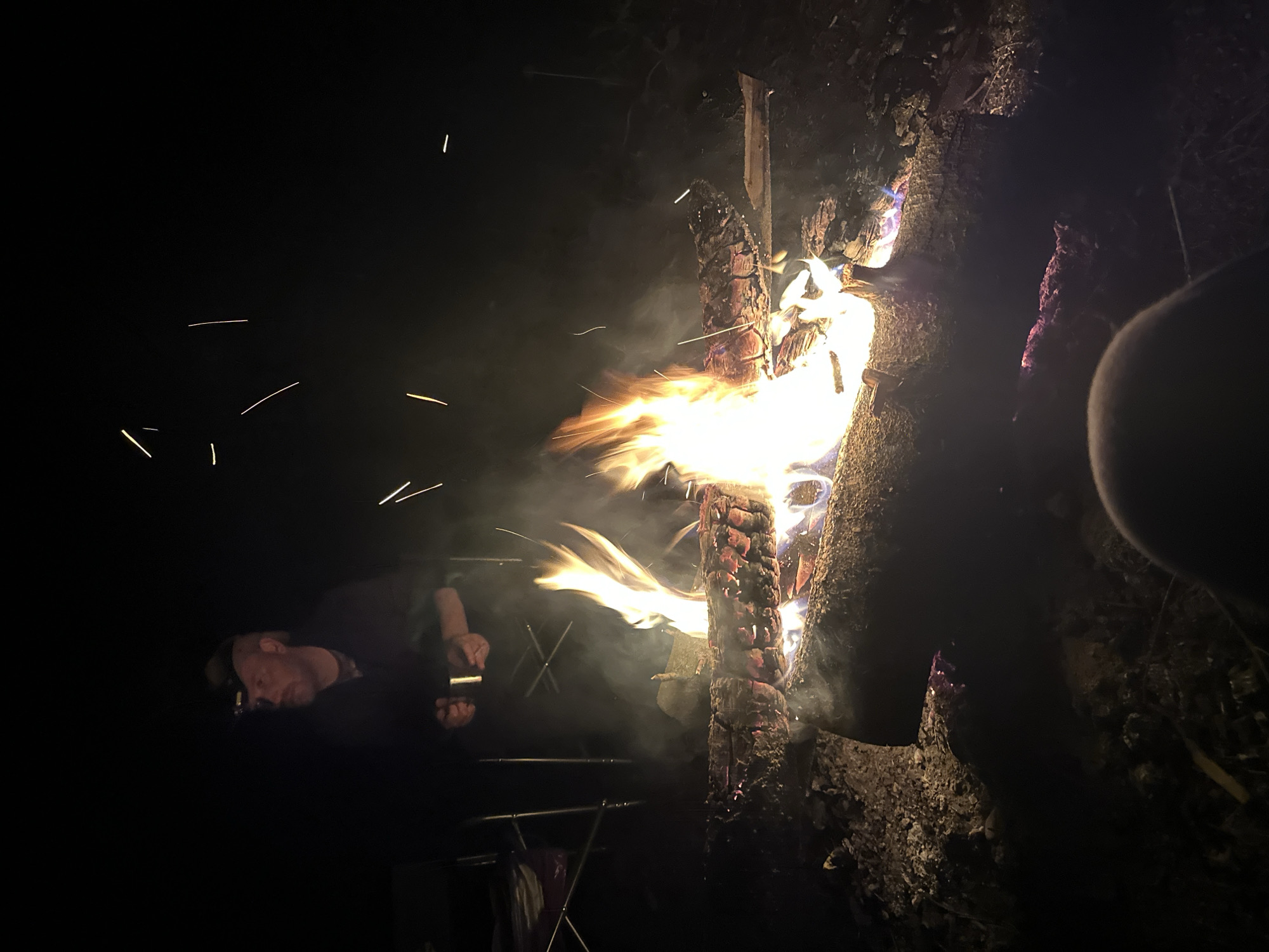 Evening campfire documented in rural Belarus over two-hour period