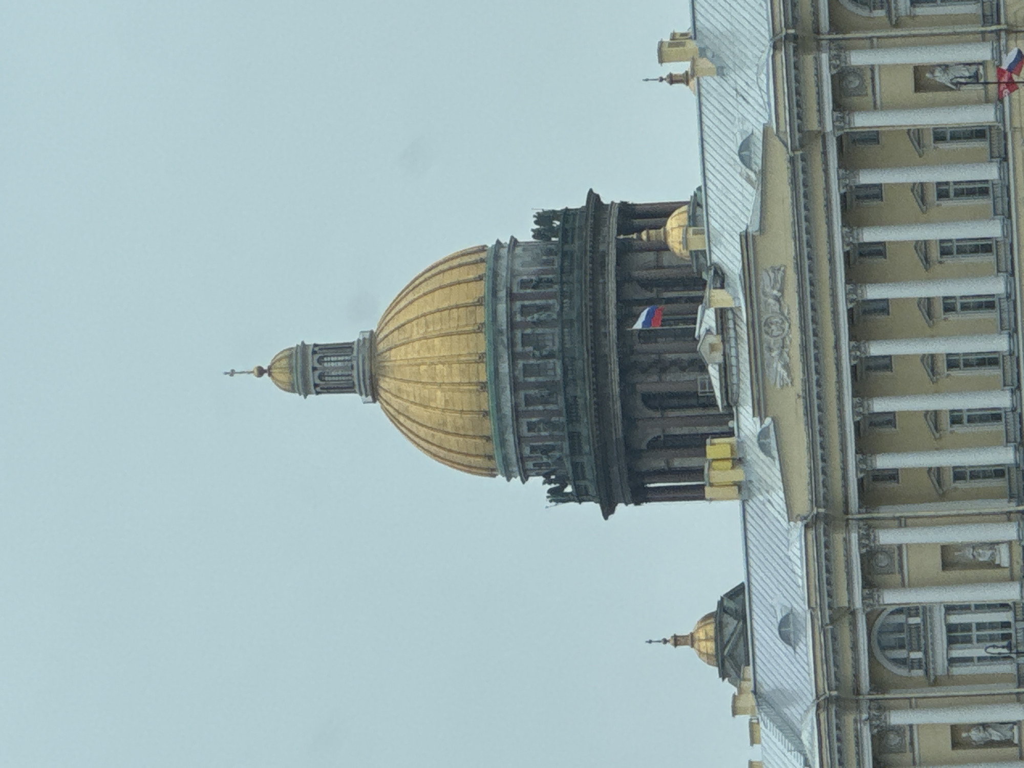 Historic Saint Petersburg architecture photographed under overcast skies