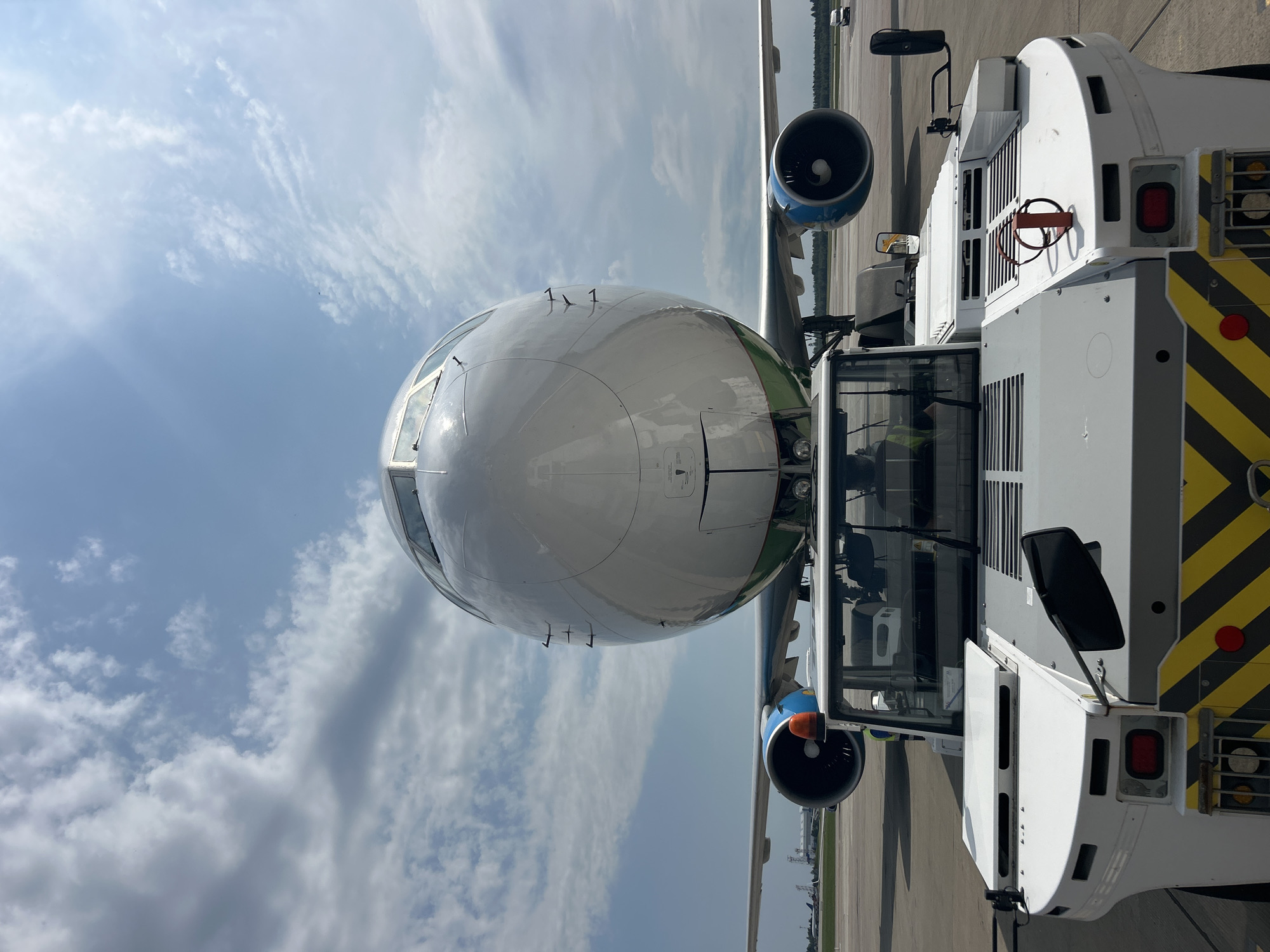 Uzbekistan Airways Boeing 767 towed at Minsk Airport