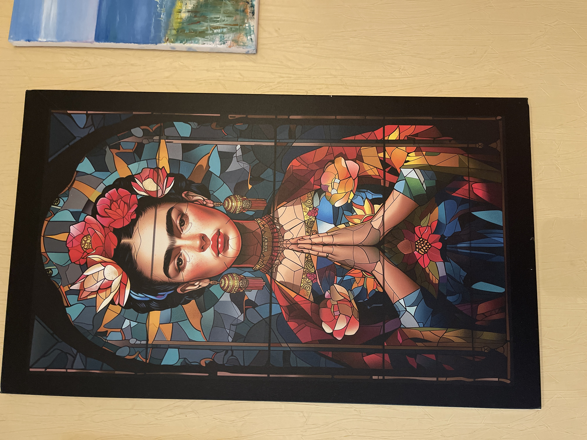 Stained glass Frida Kahlo portrait witnessed at location