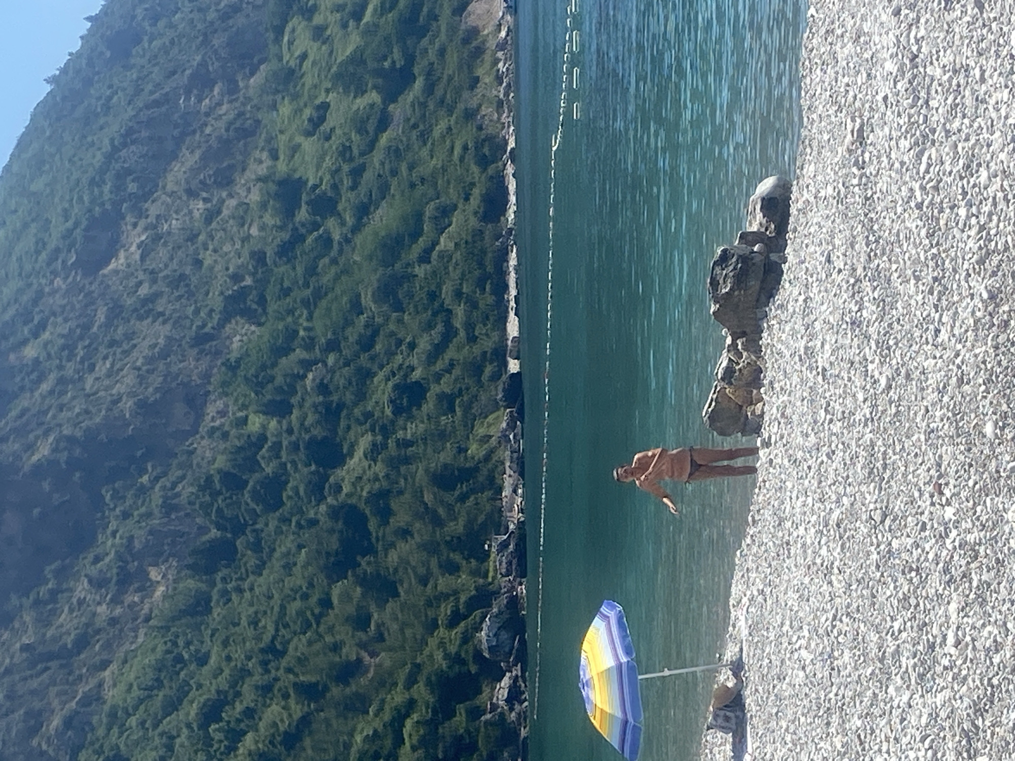 Peaceful morning beach activities documented at Montenegro coastal resort