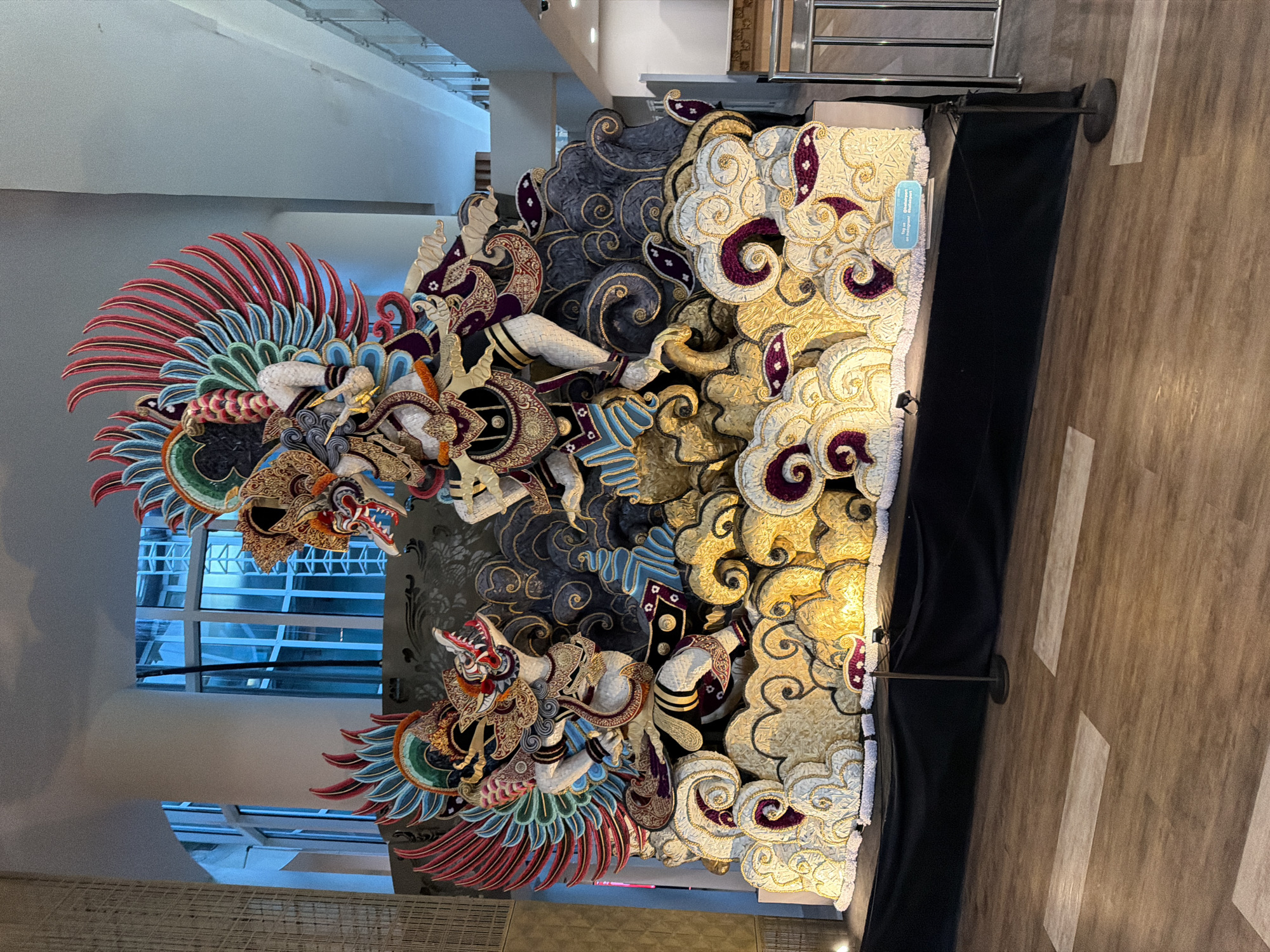 Balinese mythological art installations on display at Kuta airport