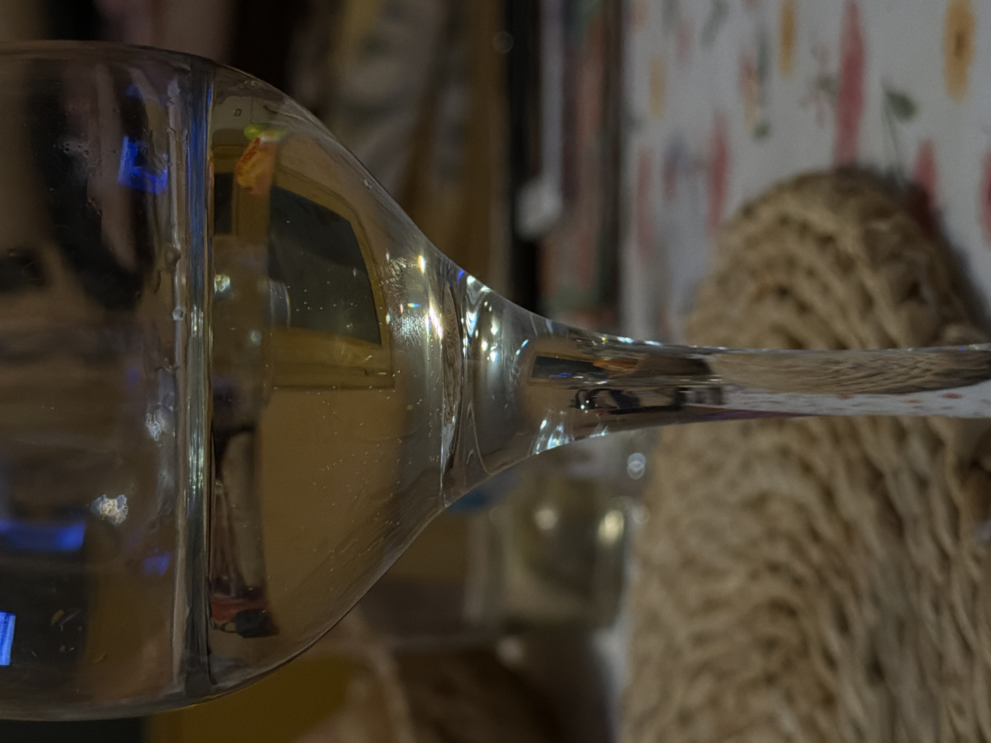 Wine glass photographed indoors in Plovdiv, Bulgaria