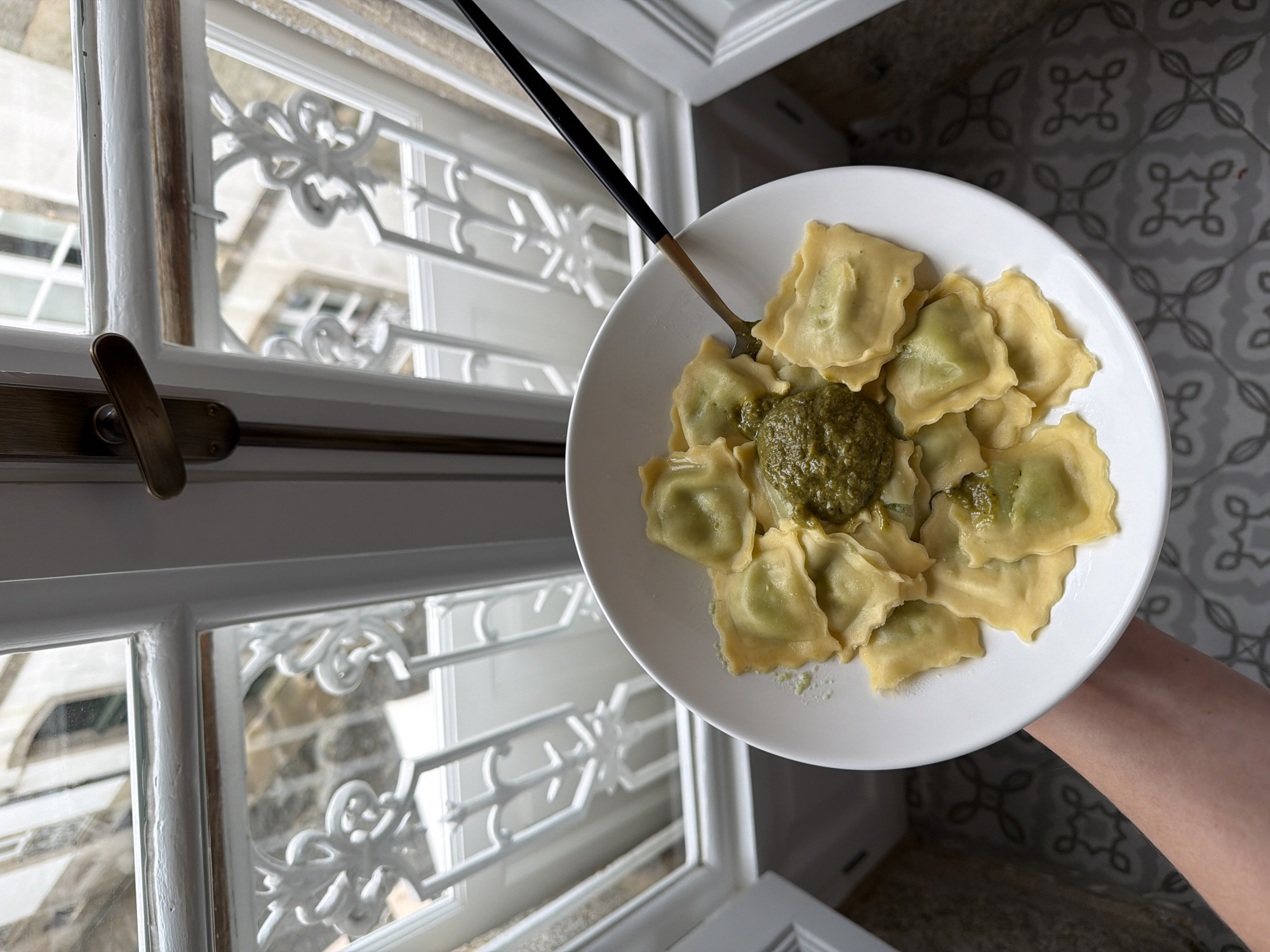 Ravioli lunch captured in Santiago de Compostela