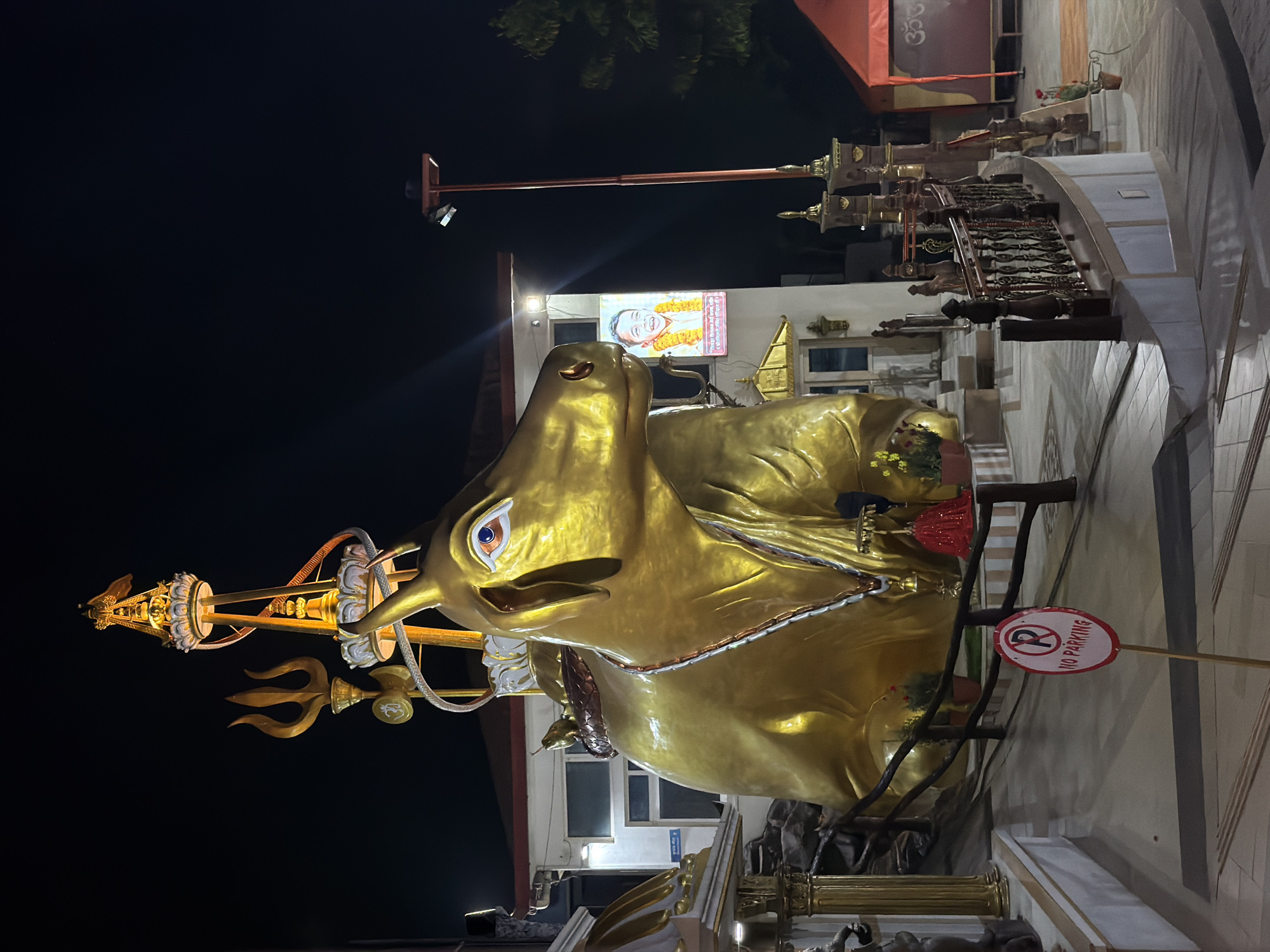 Gilded Nandi statue documented at Kathmandu temple complex