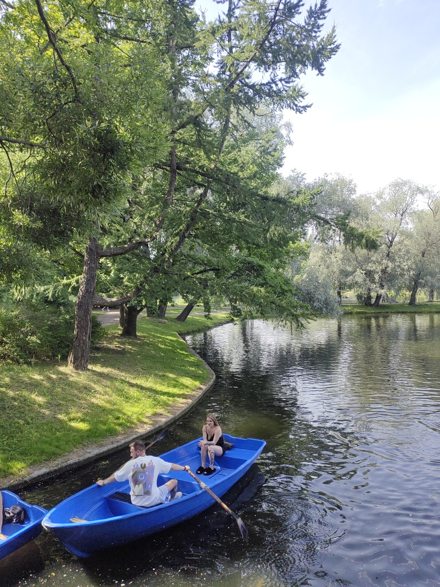 Amusement rides and boating on a sunny Saint Petersburg afternoon