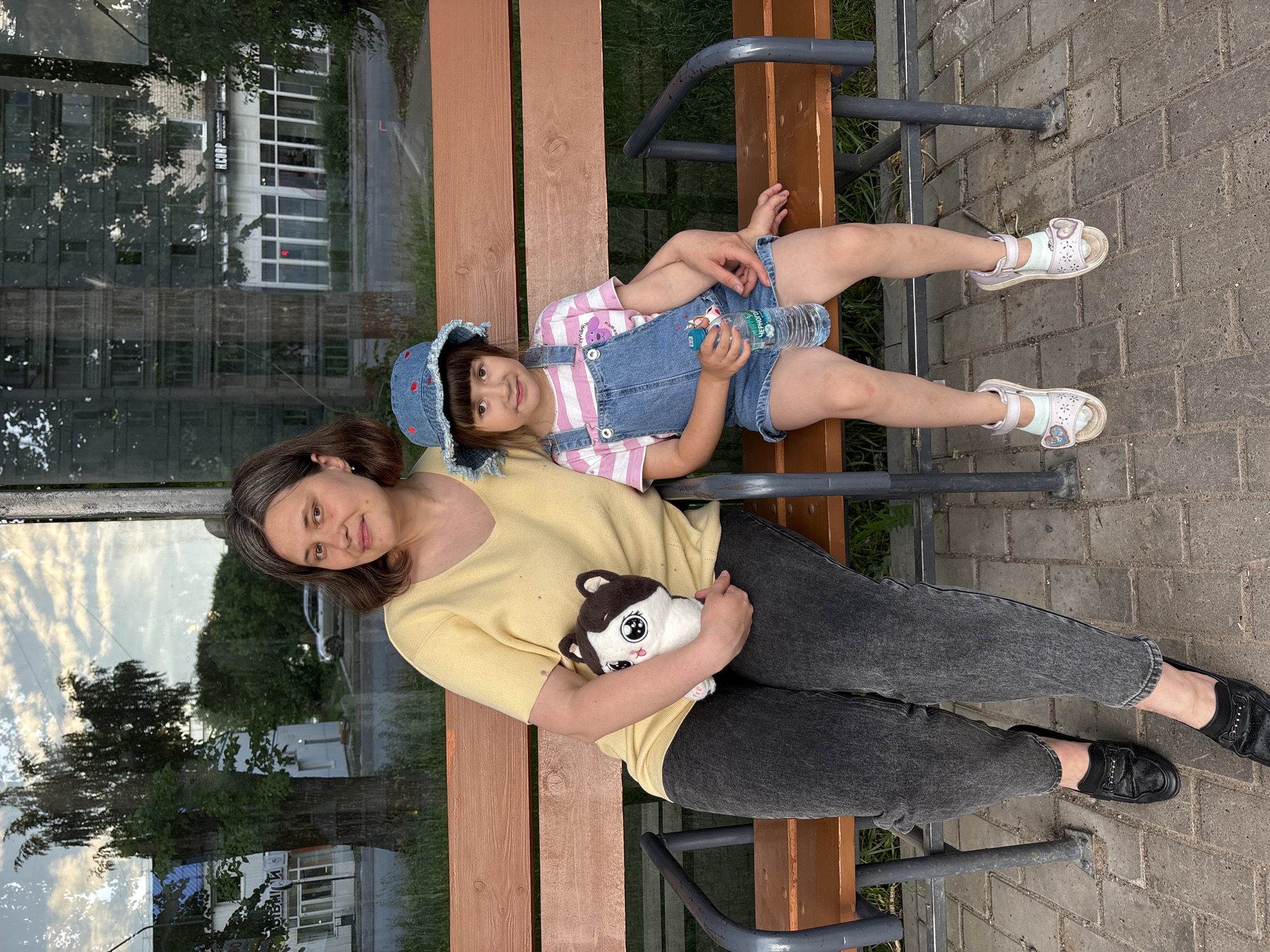 Woman and child spend quiet afternoon in Chaikovsky, Russia