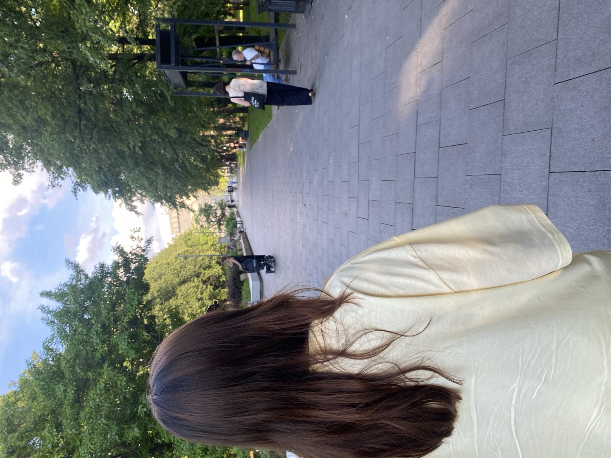 Afternoon at a Yekaterinburg park with tram sculpture landmark