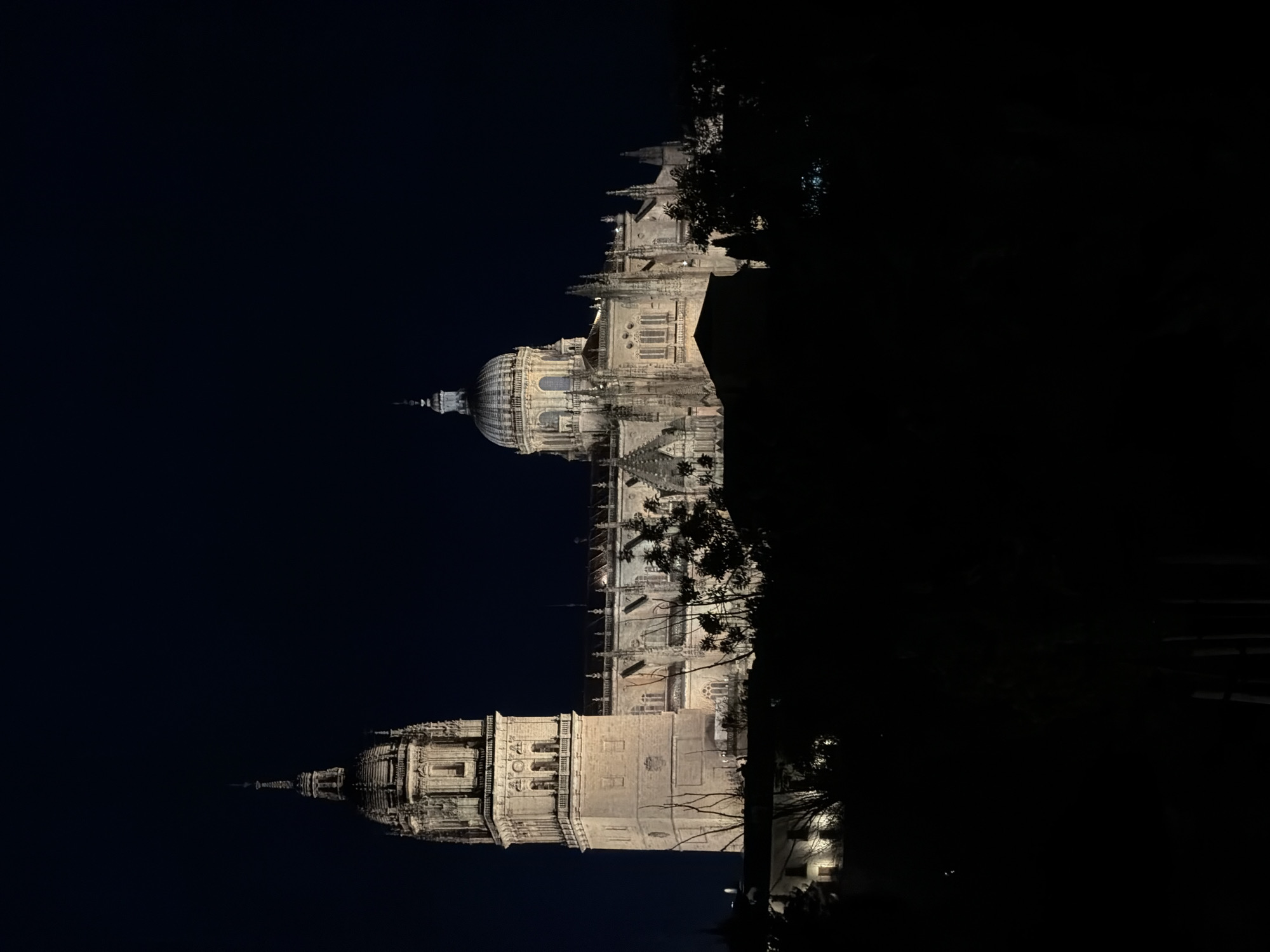 Salamanca Cathedral glowing under night illumination