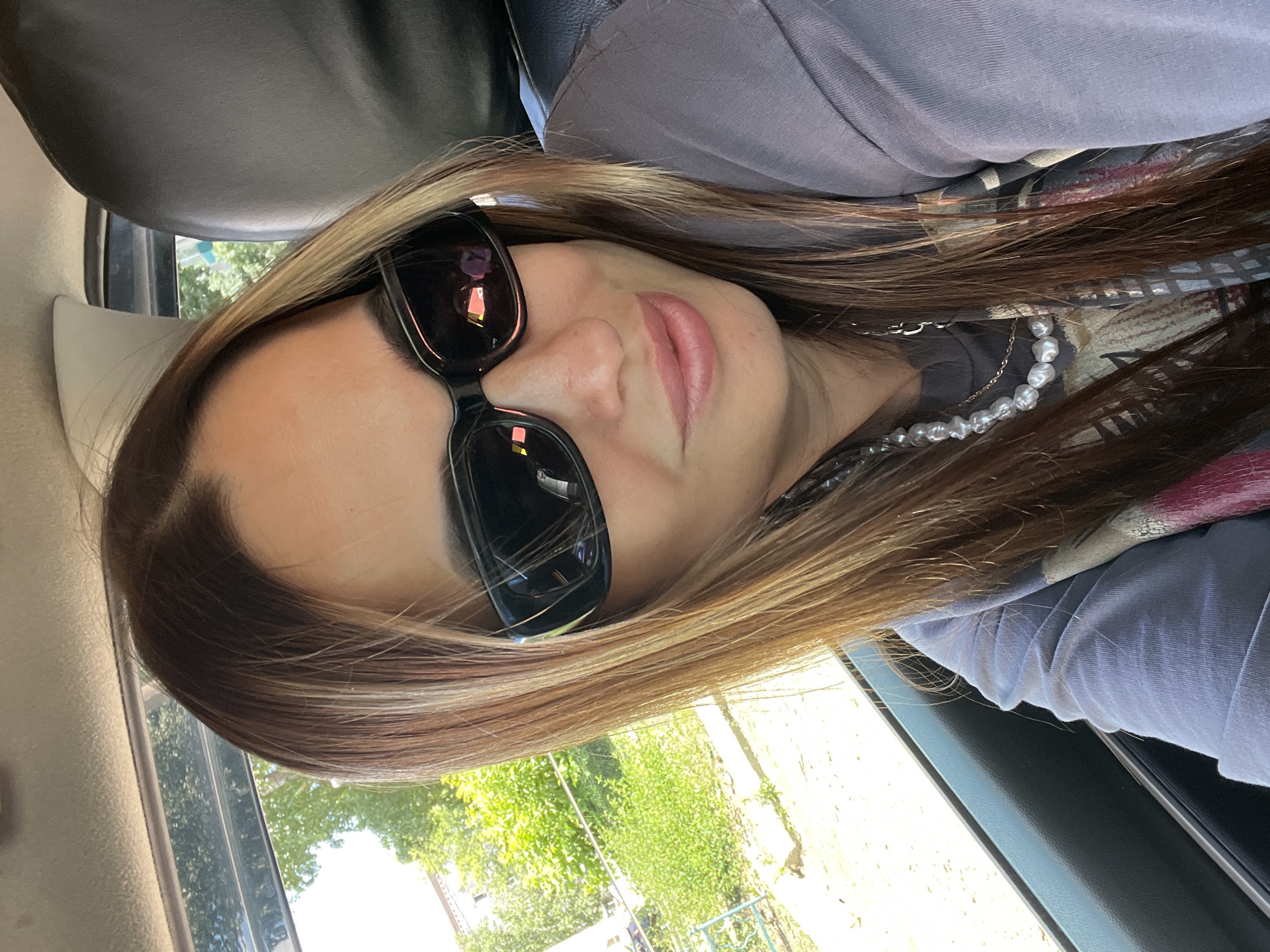 Car selfies and a restaurant stop on a casual outing