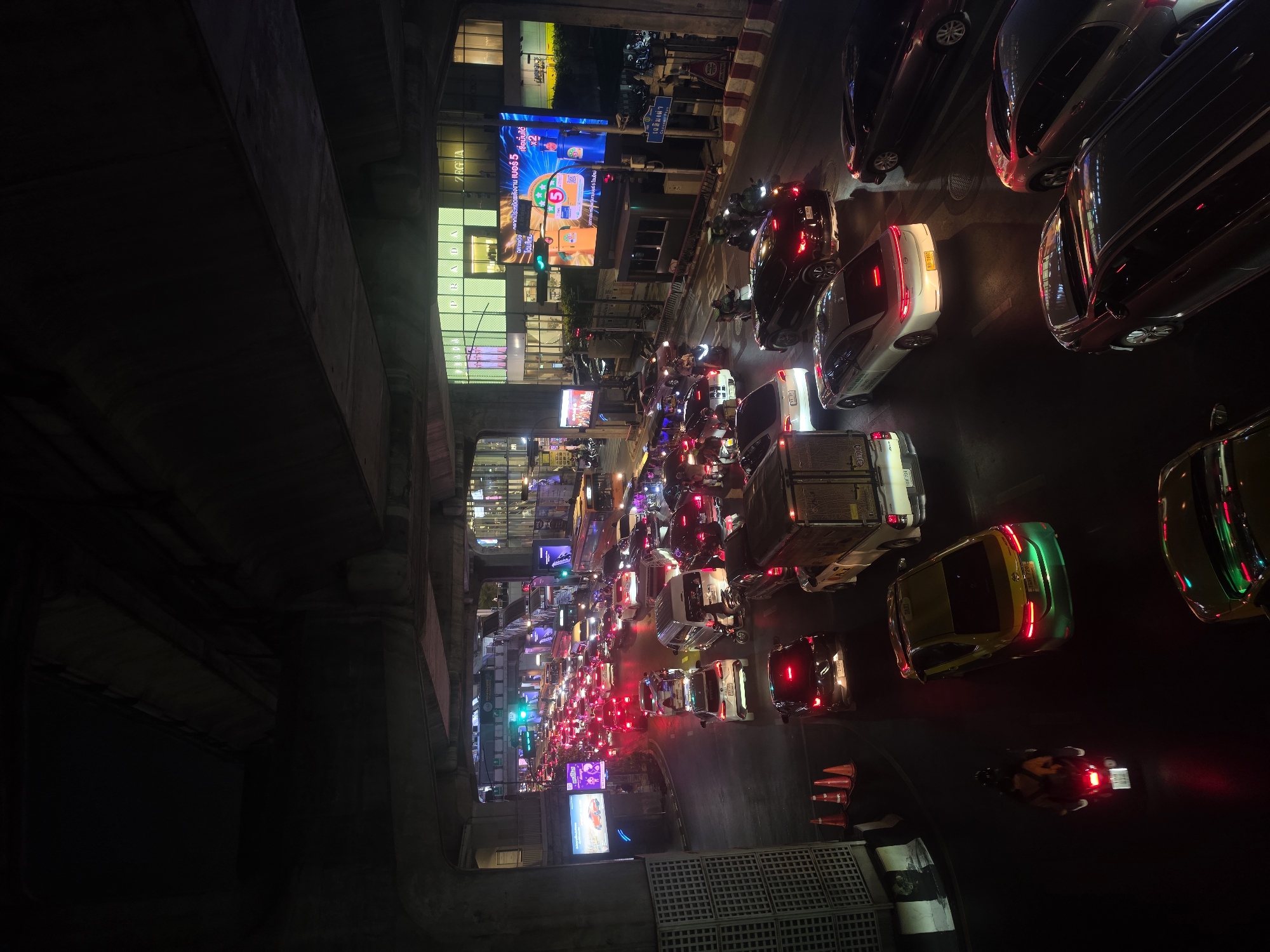Heavy traffic congestion observed from elevated position in Bangkok
