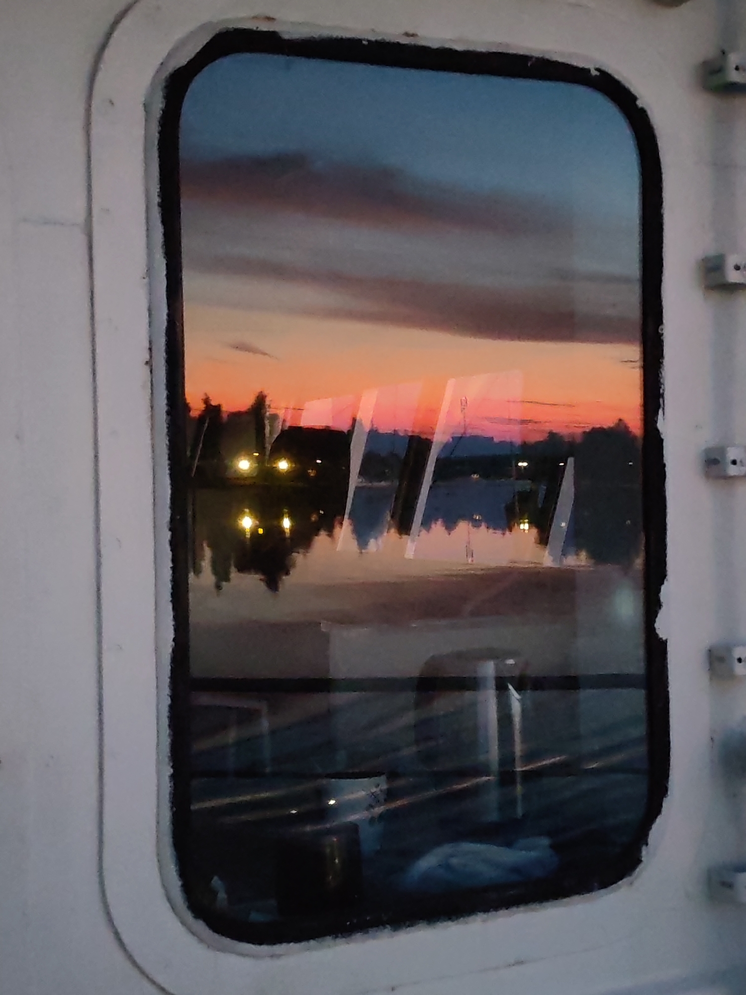 Sunset documented from vessel on Volga River near Konakovo
