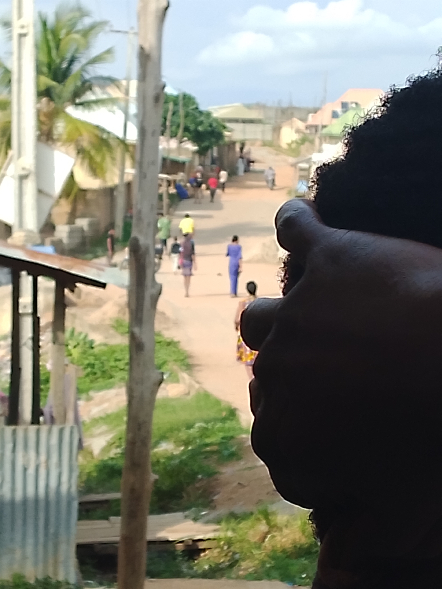 Walking through dusty urban streets, multiple perspectives
