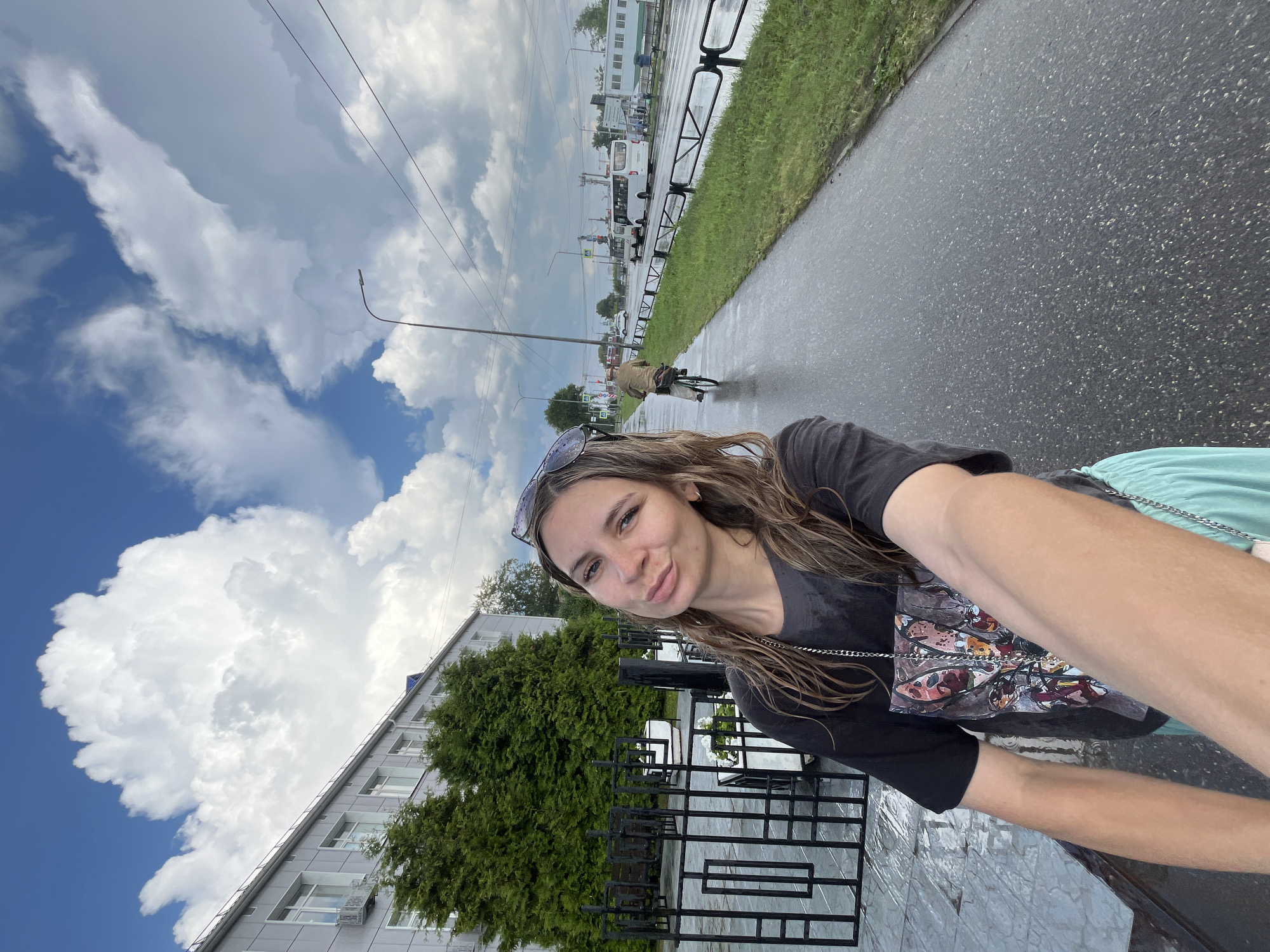Rainy day scenes and street life in Chaikovsky, Russia