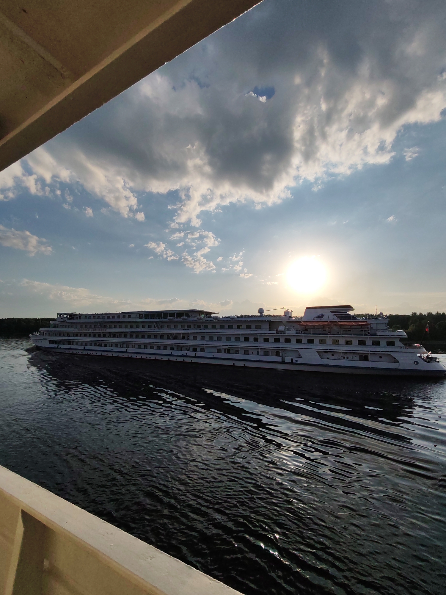 River cruise ships navigate waters near Novye Shatrishchi, Russia