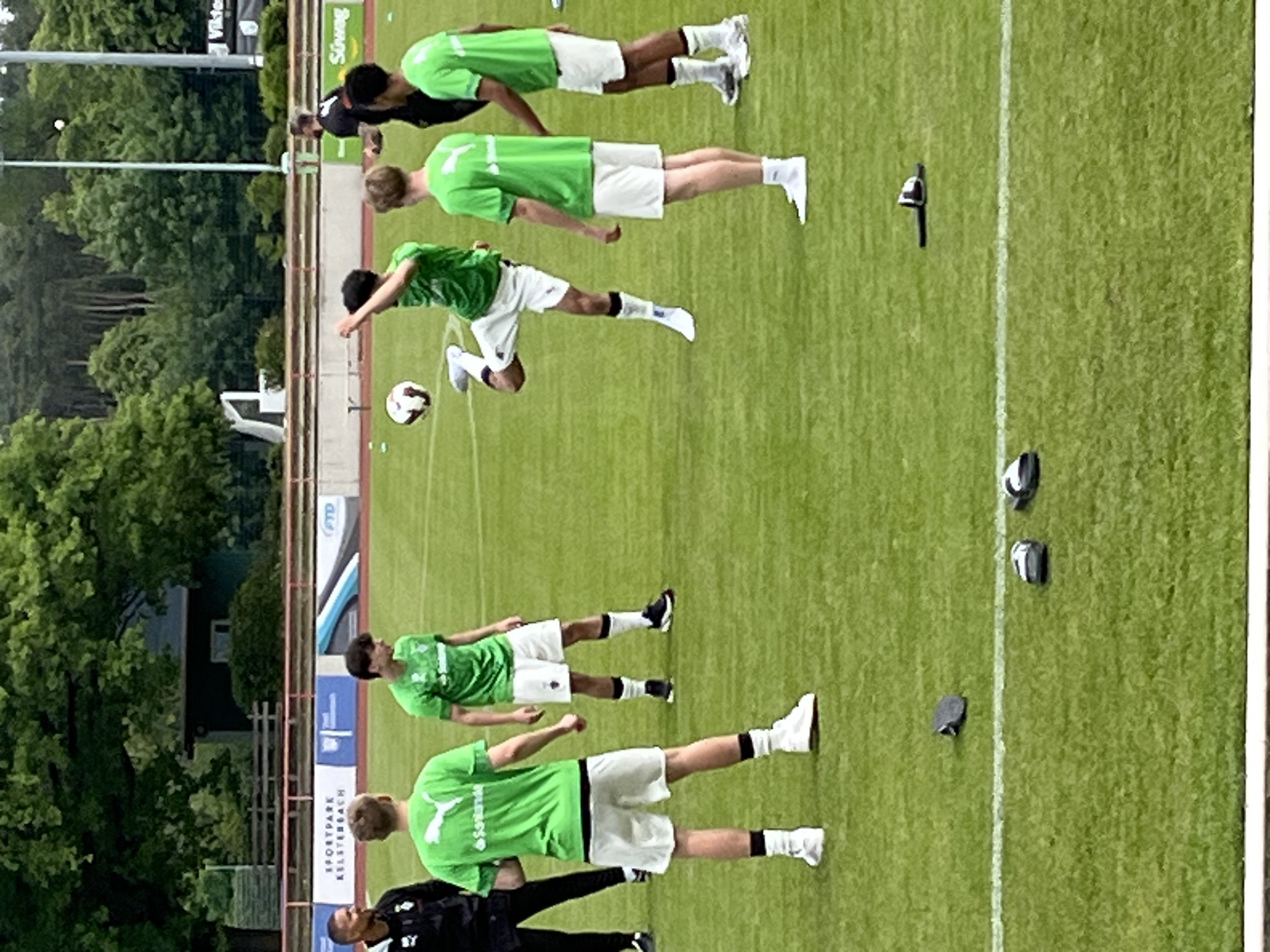 Soccer team trains at Sportpark Kelsterbach, Germany