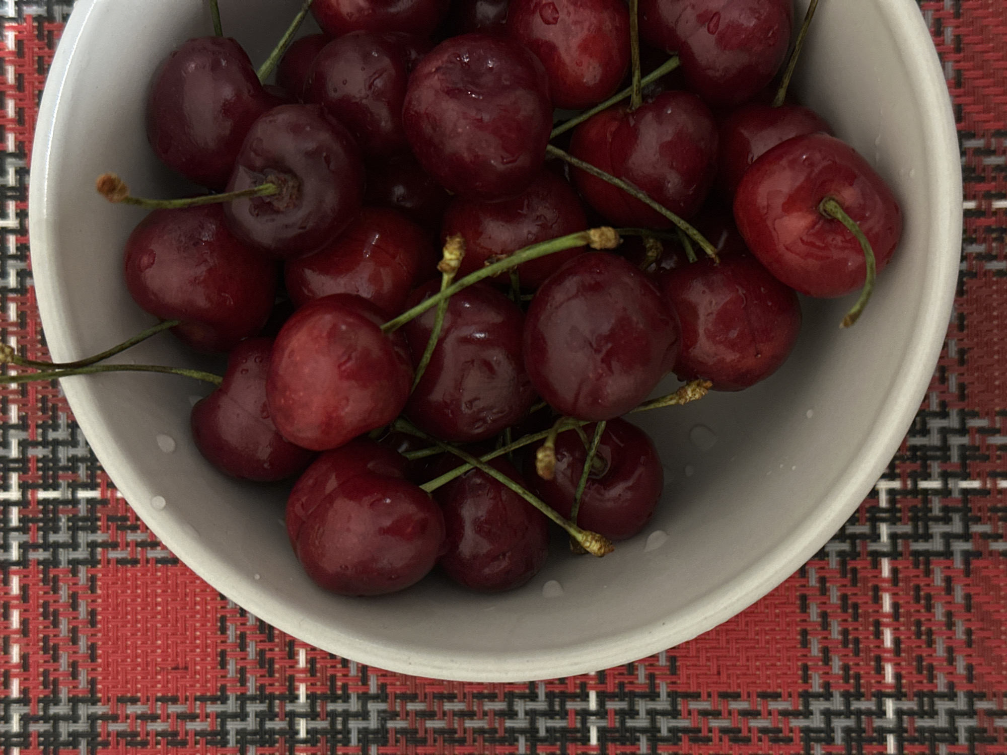 Fresh washed cherries photographed in bowl in Votkinsk