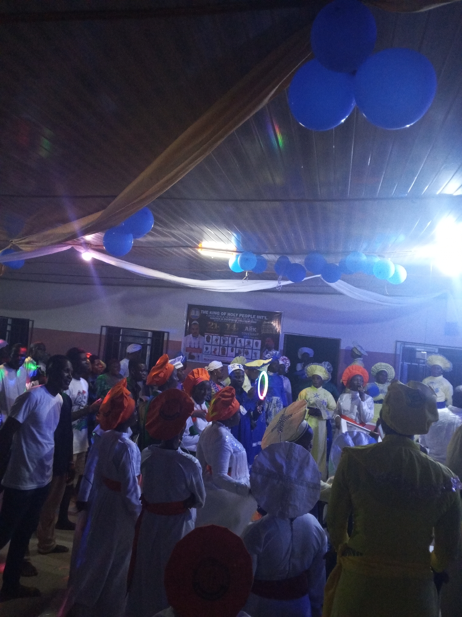Religious ceremony held in decorated hall in Lokoja, Nigeria