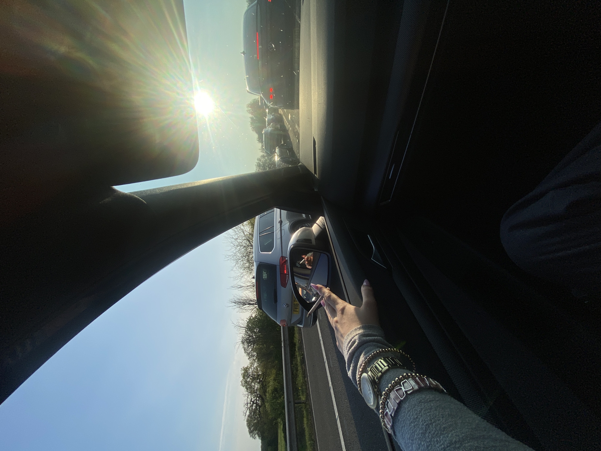 Driver stuck in evening traffic jam in Wroughton