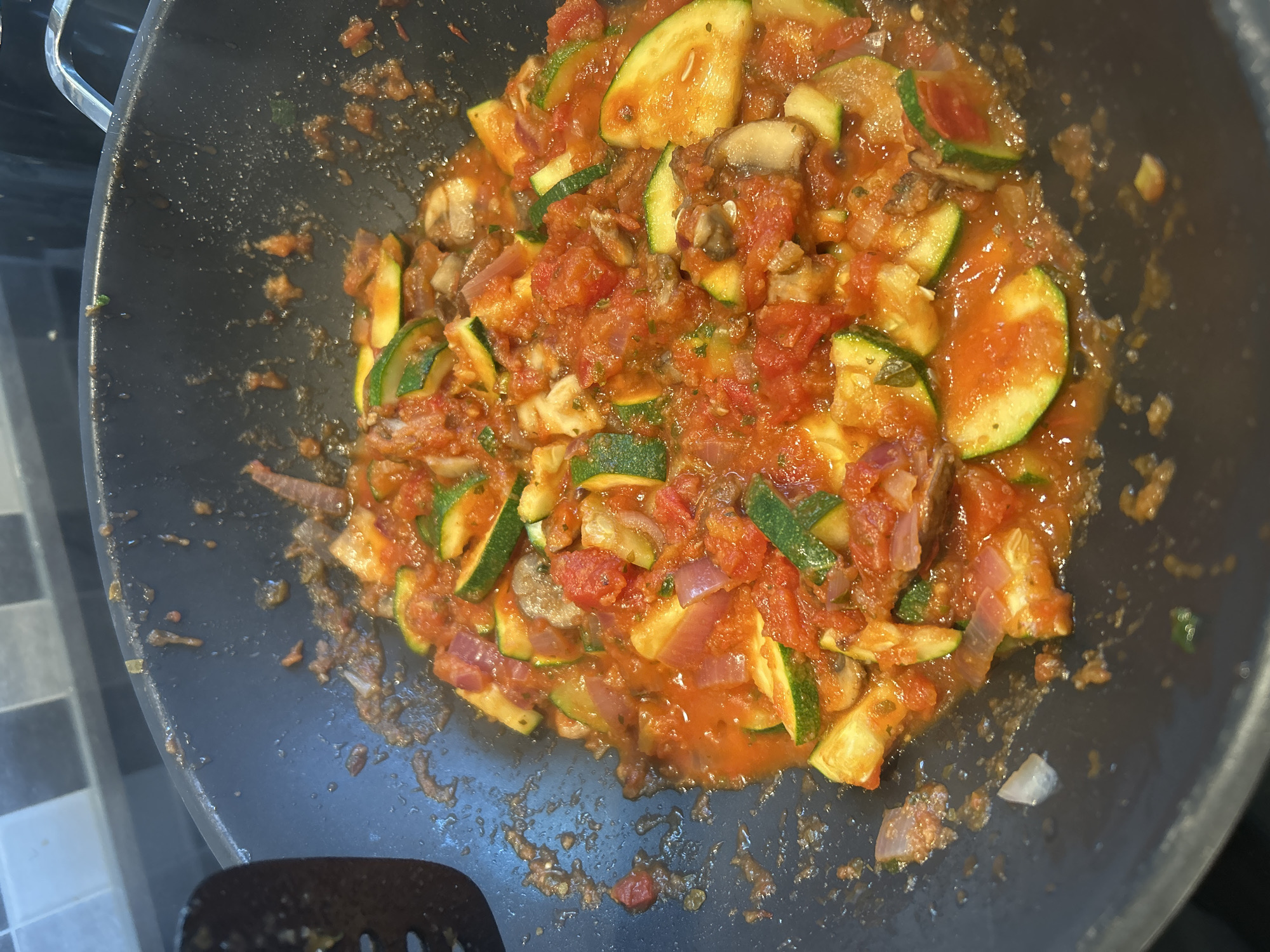 Ravioli and stir-fry prep, with garden snapshots on the side