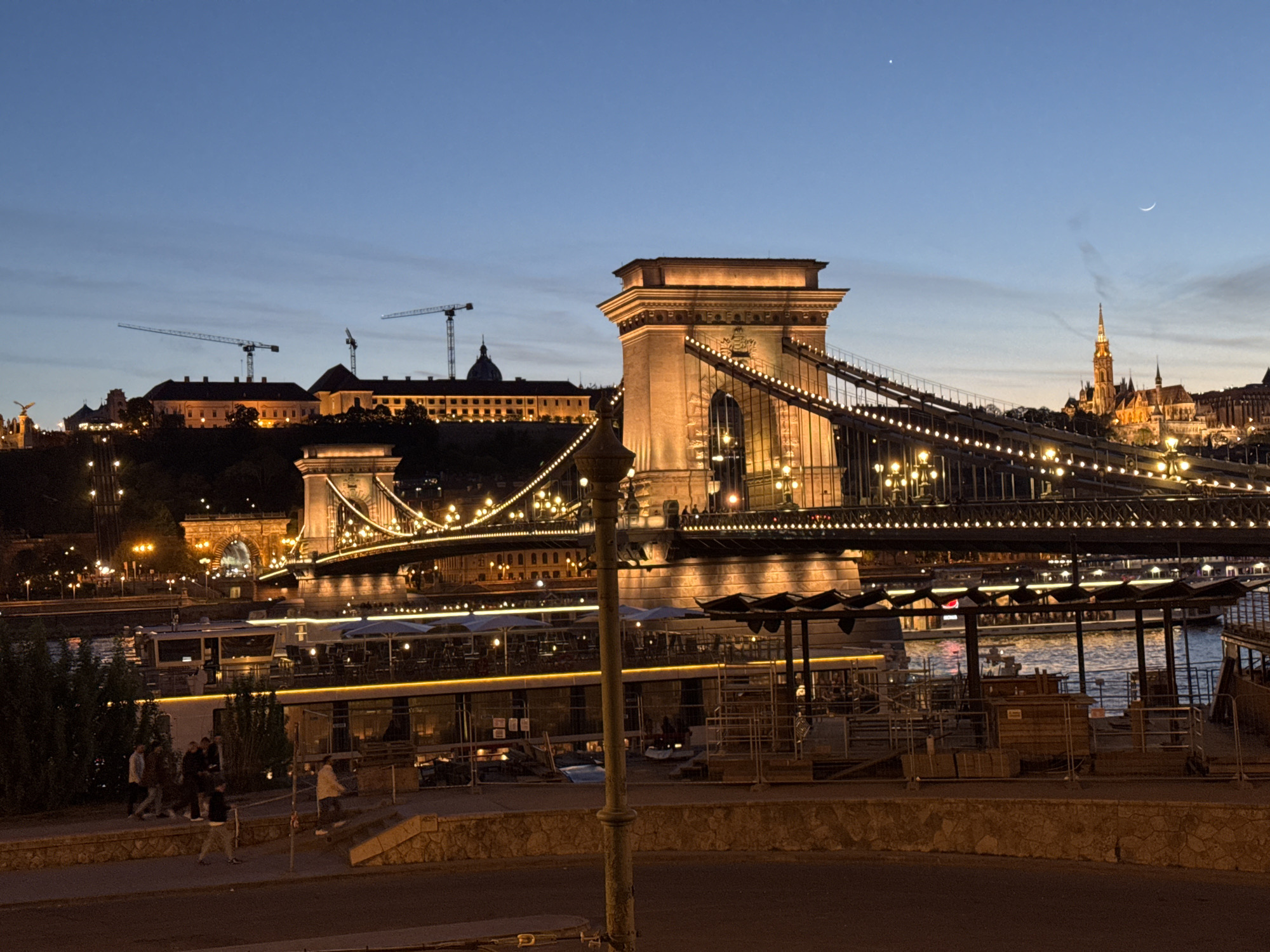 Evening illumination captured across Budapest's historic landmarks