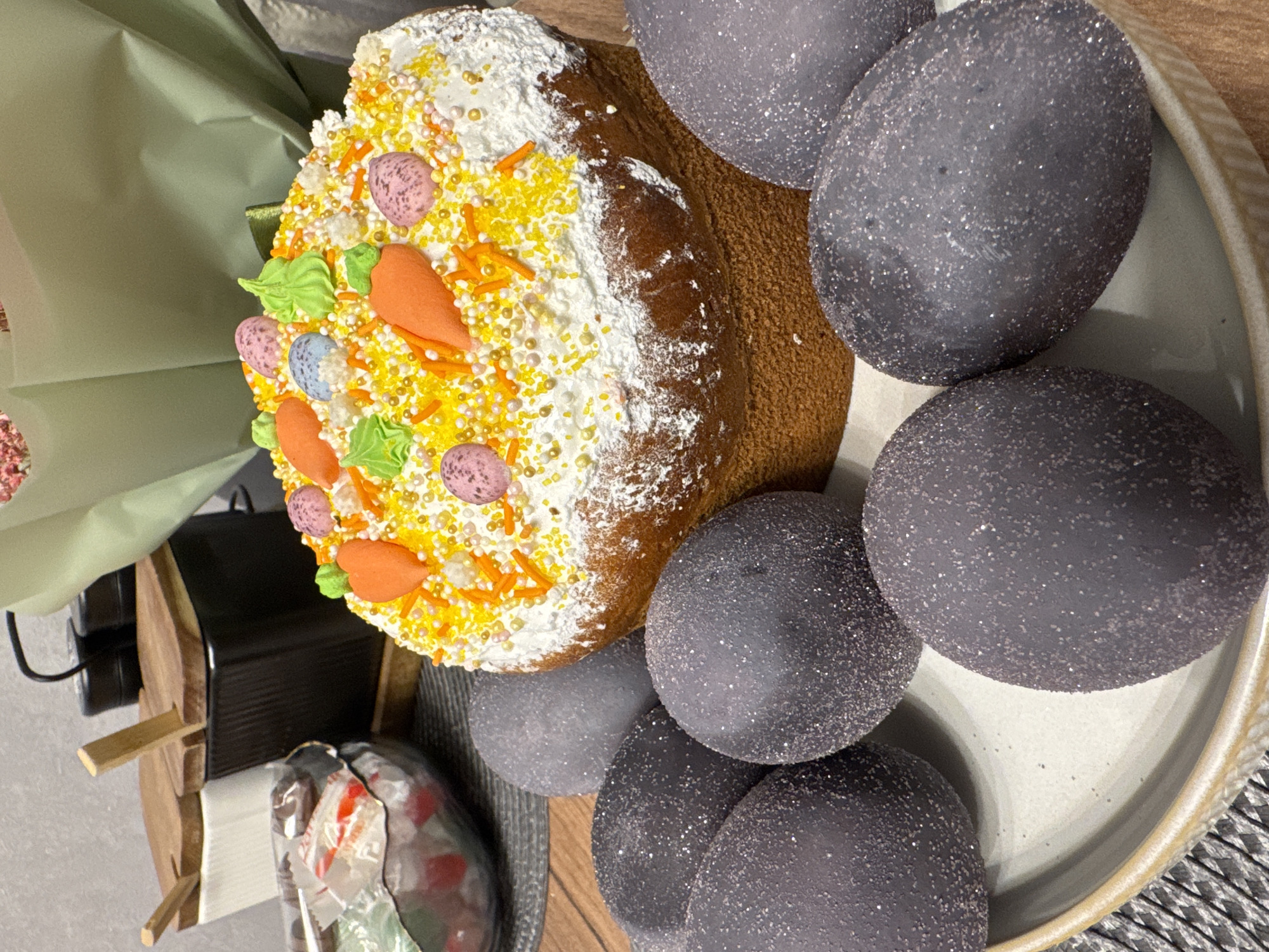 Easter preparations documented in Yakhroma with decorated cake and eggs