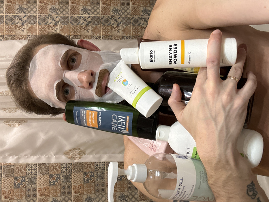 Man documents skincare routine with masks in Saint Petersburg