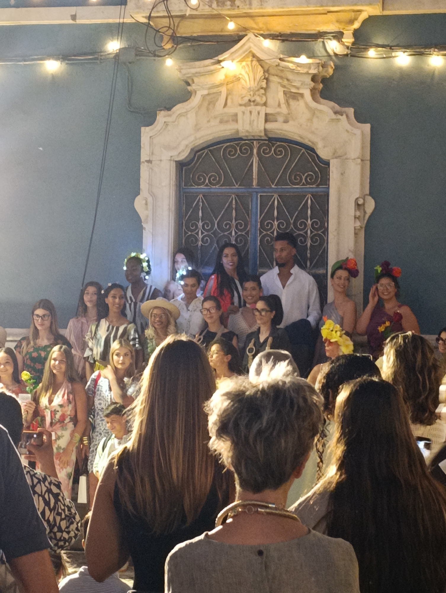 Festive summer evening on the streets of Setúbal, Portugal