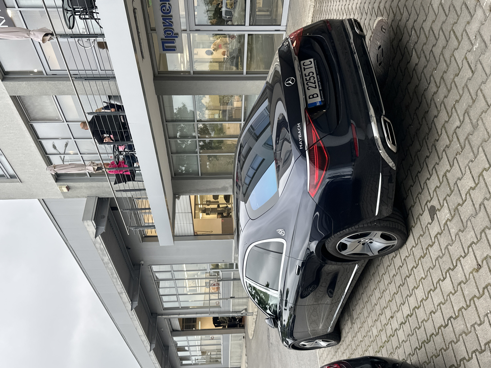 Luxury Mercedes vehicles spotted at Varna dealership under cloudy skies