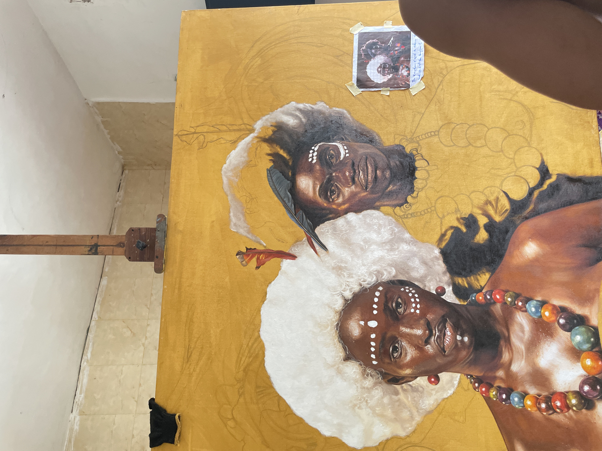 Artist creates traditional African portrait in Ado studio