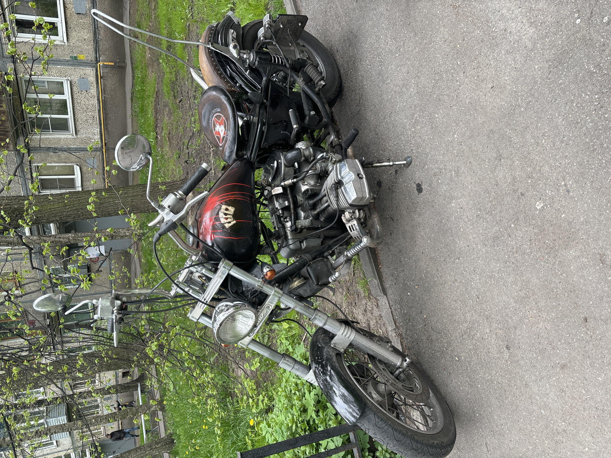 Custom chopper motorcycle spotted in Saint Petersburg