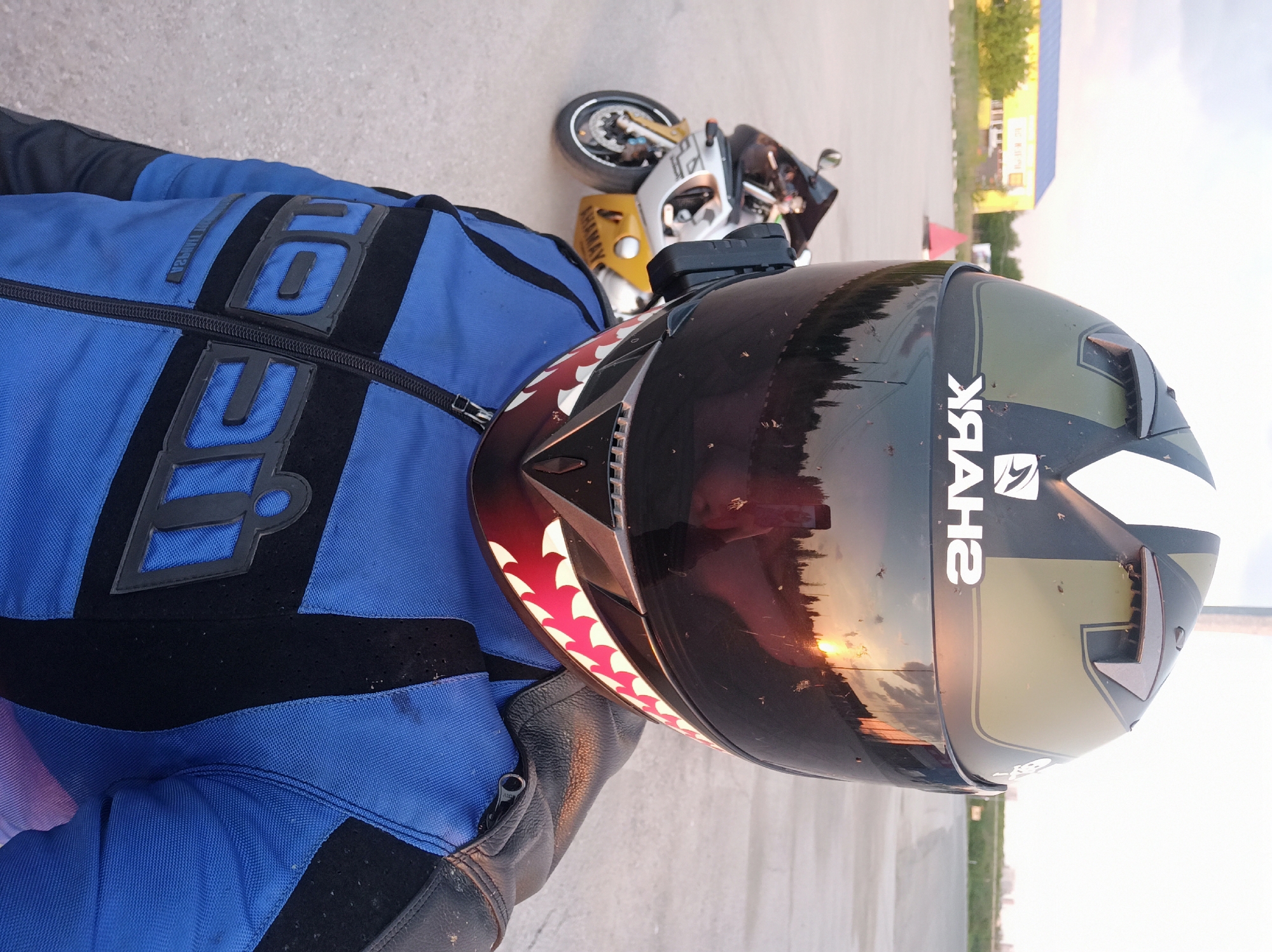 Motorcyclist documents Yamaha bike with shark helmet in Perm