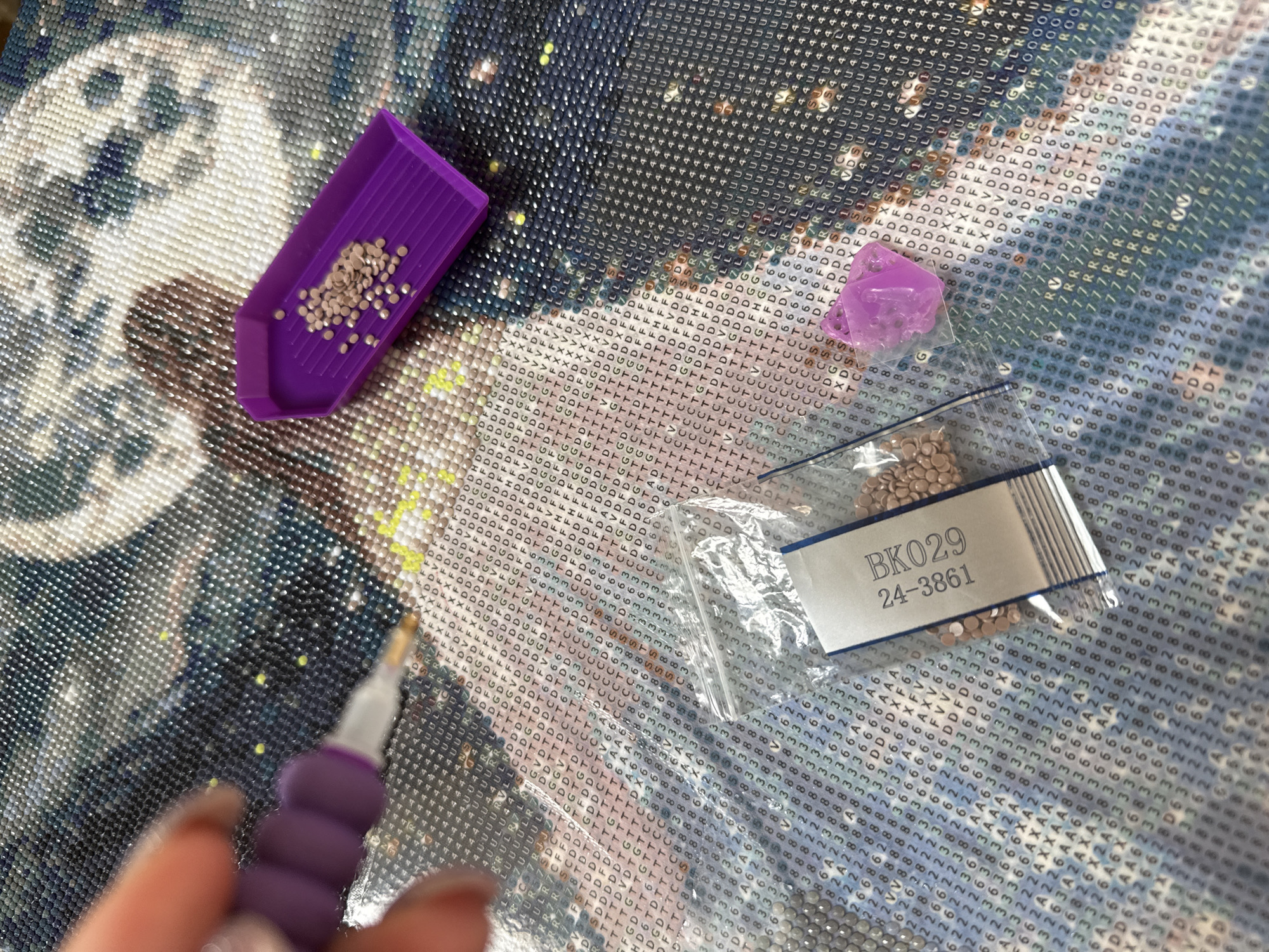Diamond painting craft project underway in Dmitrov, Russia