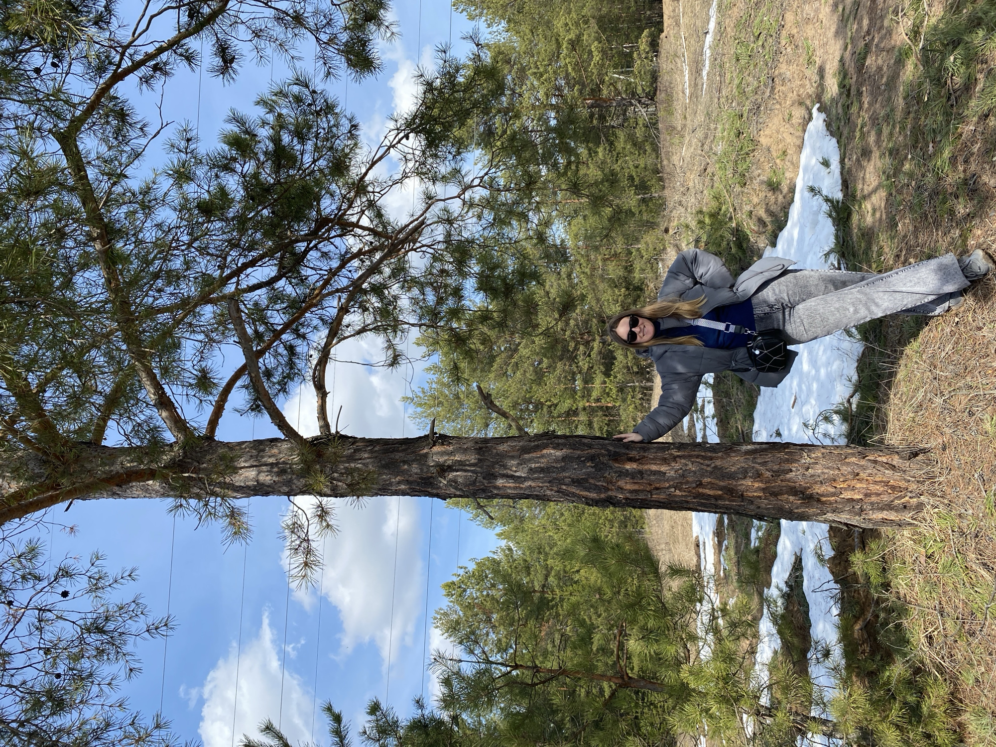 Woman documents spring forest visit in Noviy, Russia